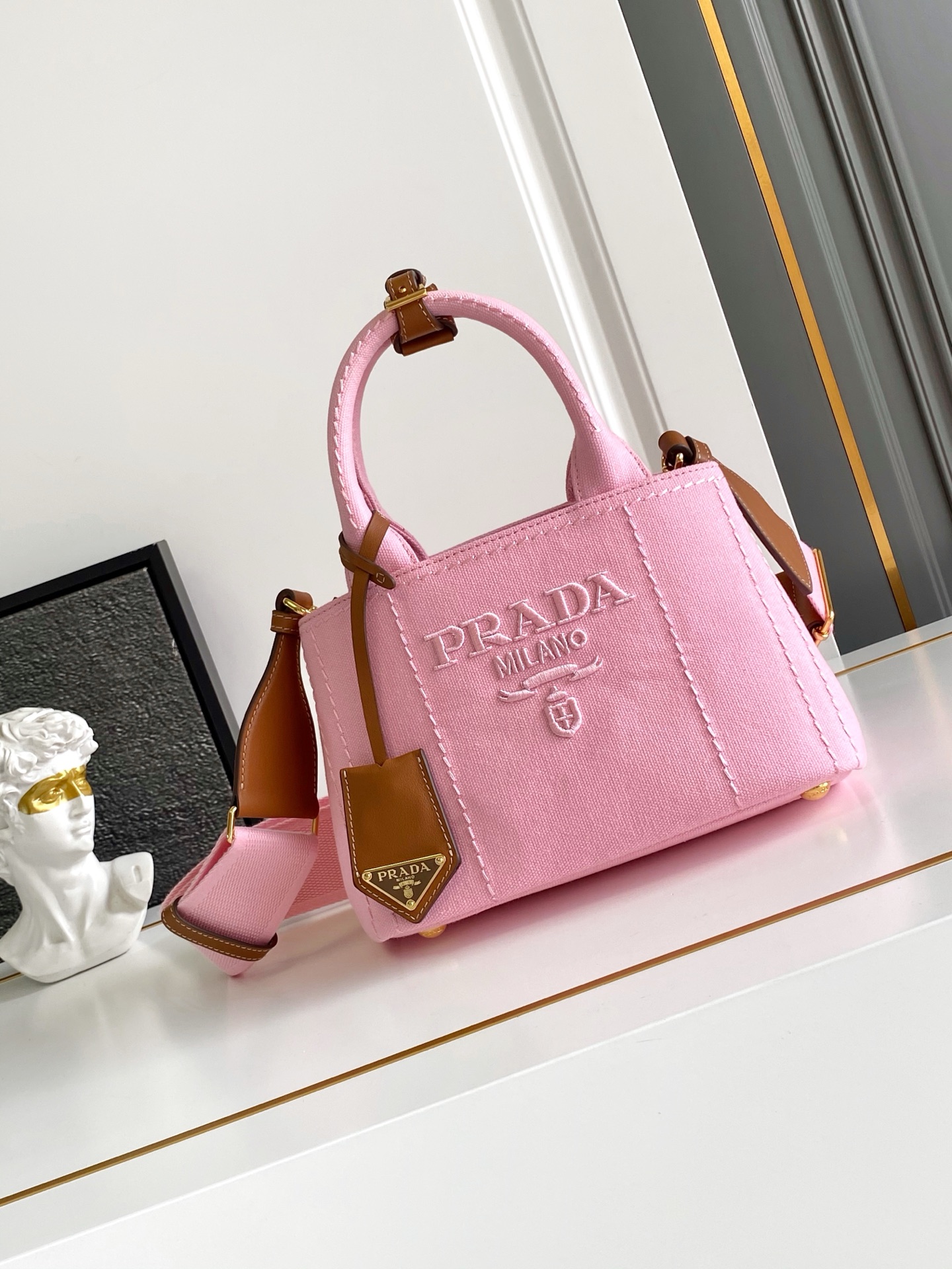 Prada Jardinière cotton canvas mini handbag