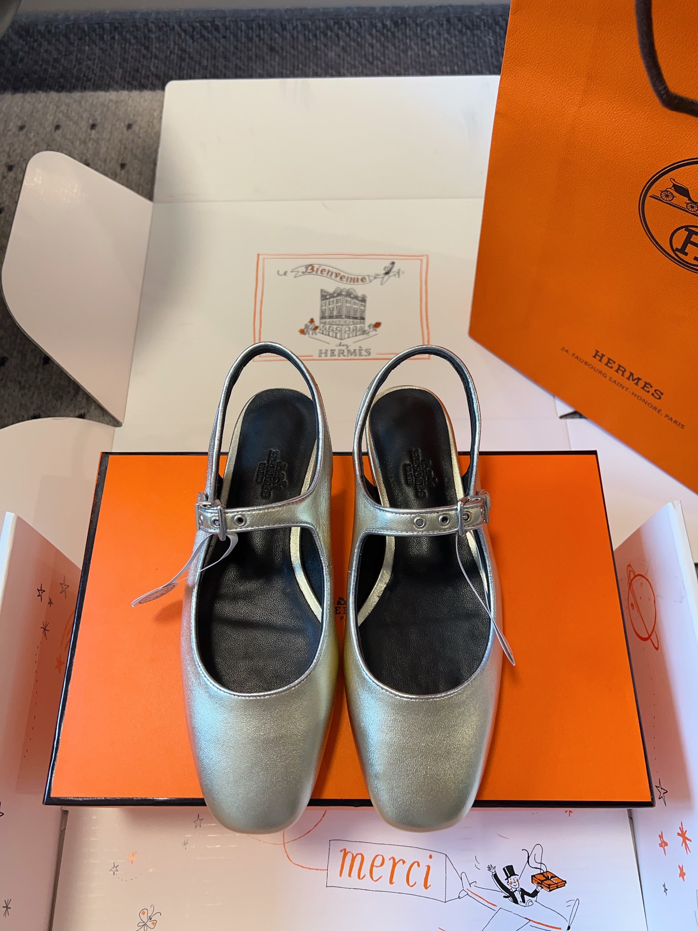 Mary Jane ballet pumps with chunky flats-grey