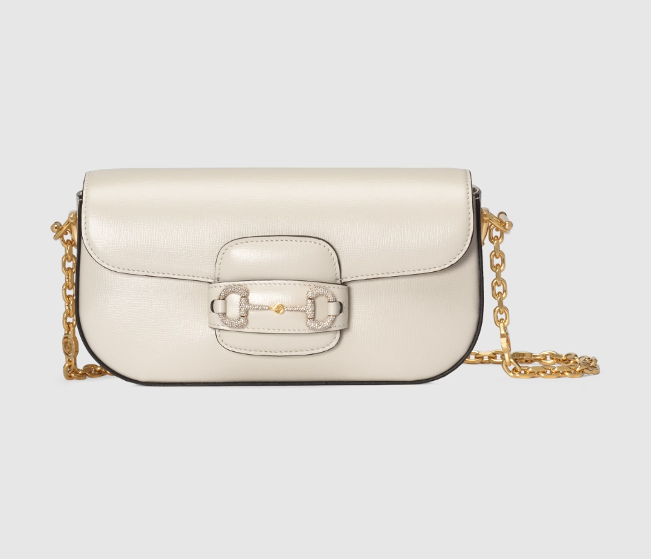 GUCCI HORSEBIT 1955 SMALL SHOULDER BAG-White-‎735178