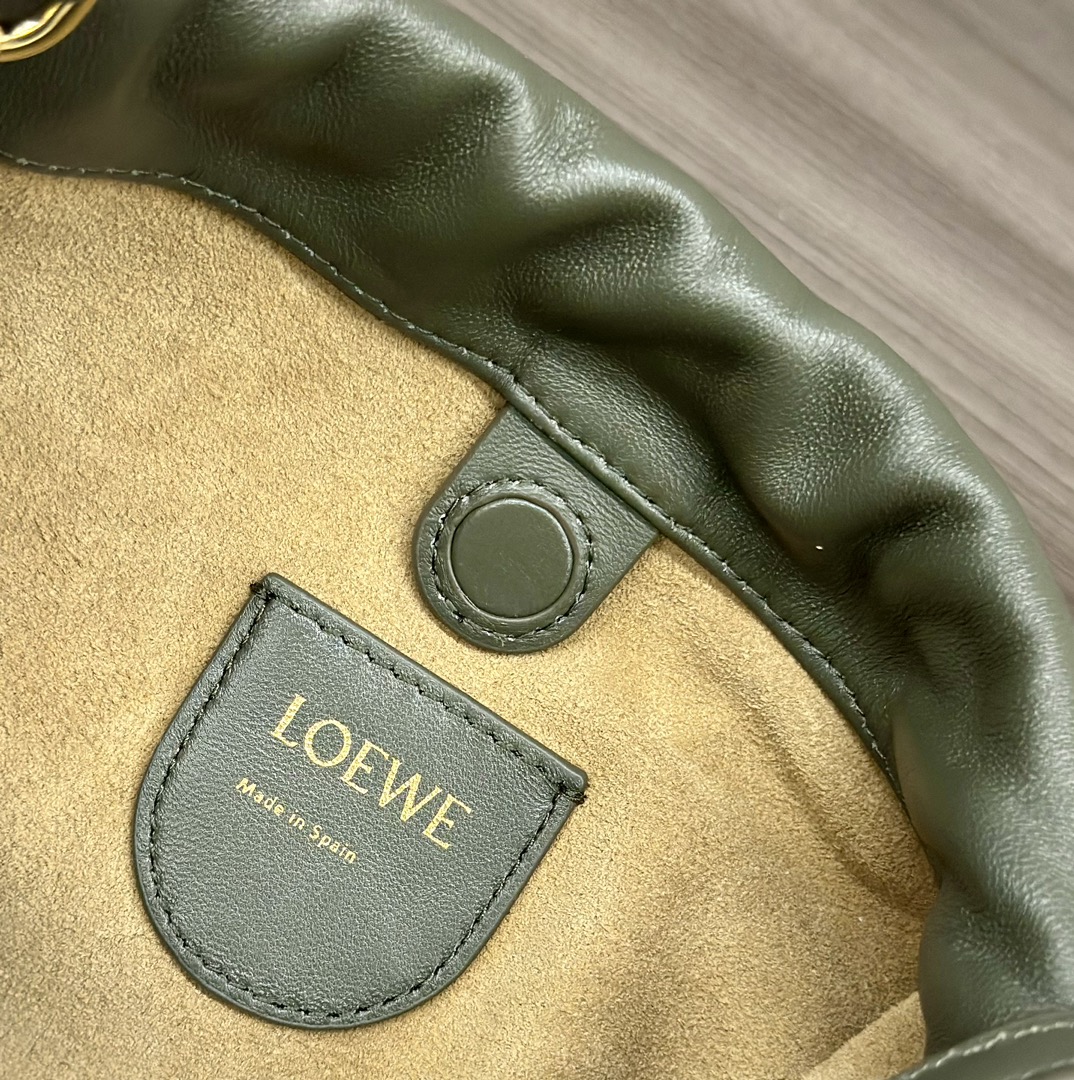 LOEWE-Mini Flamenco clutch in nappa calfskin-Khaki Green
