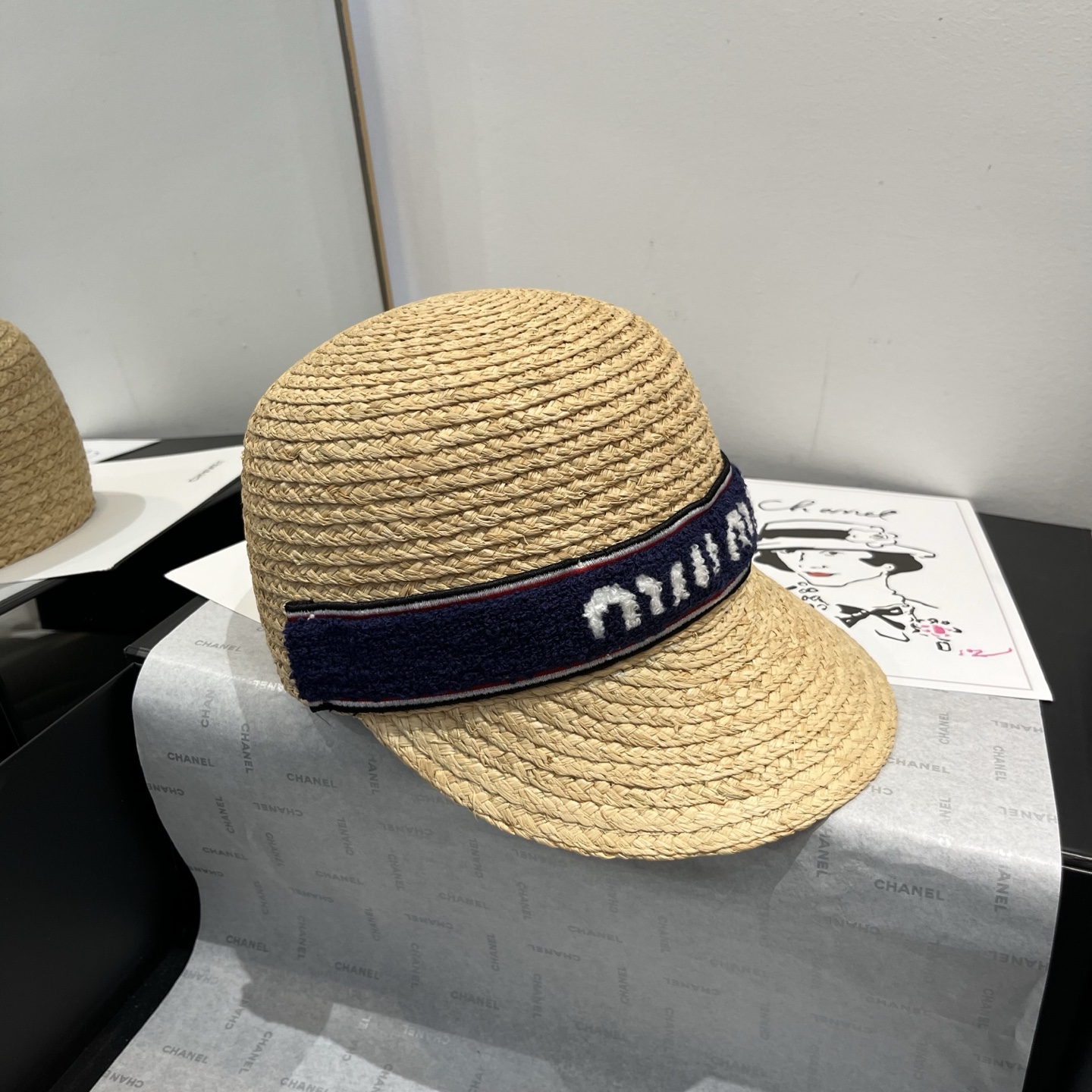 Miu Miu Raffia Straw Riding Hat