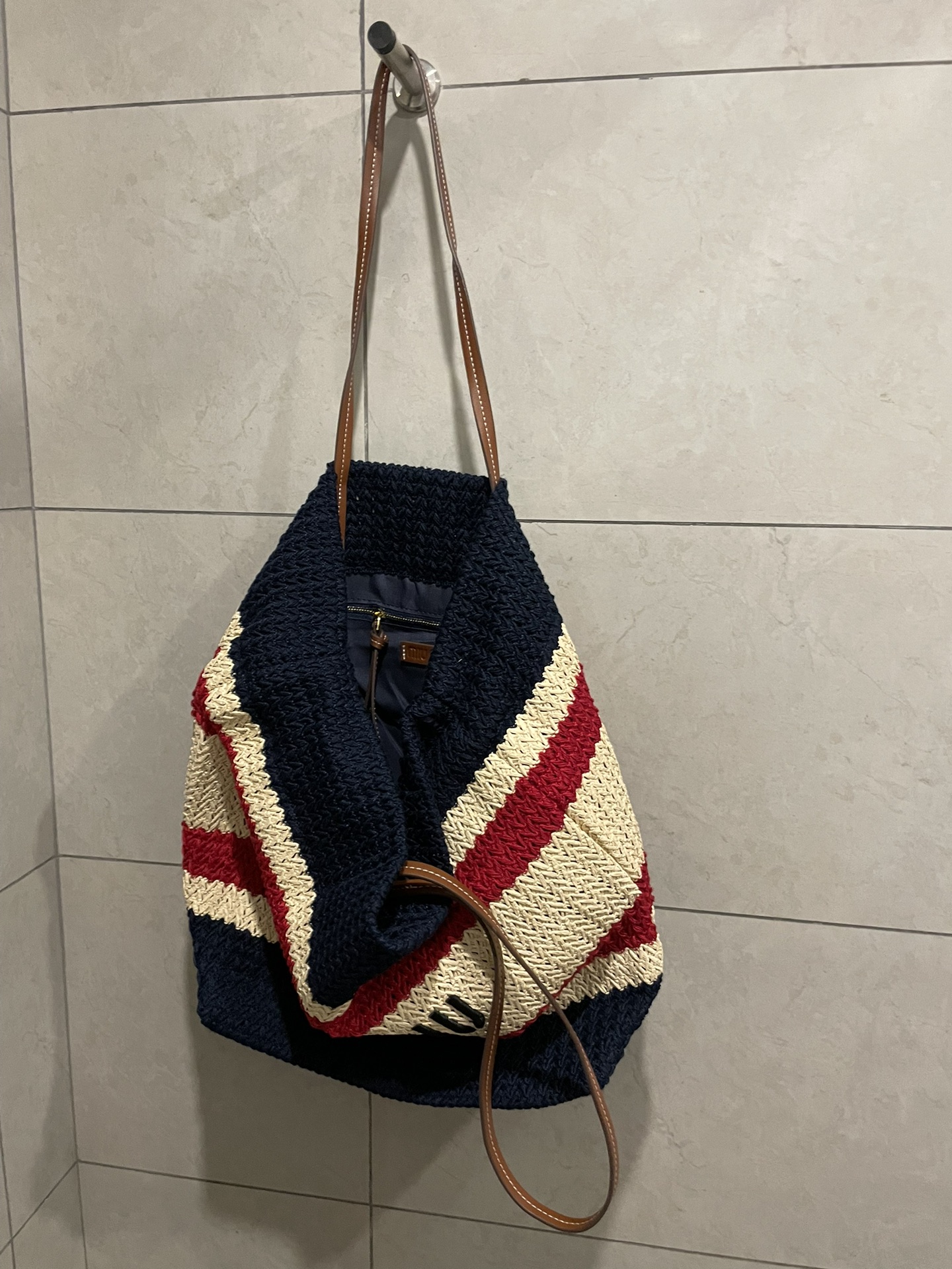 Miu Miu-Raffia woven tote bag