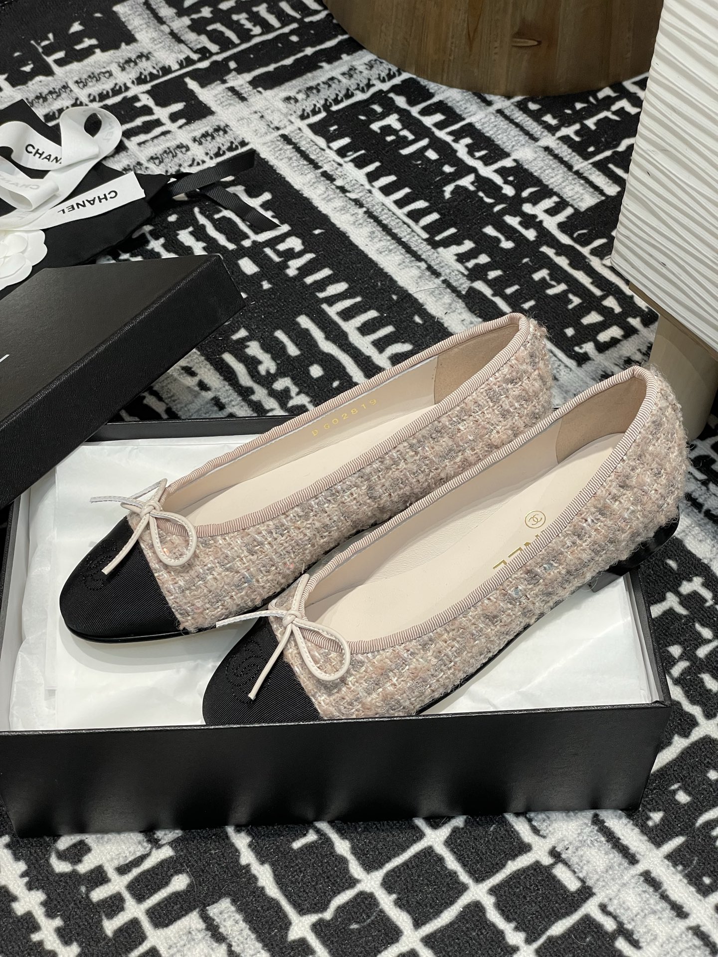 Chanel bow ballet flat shoes