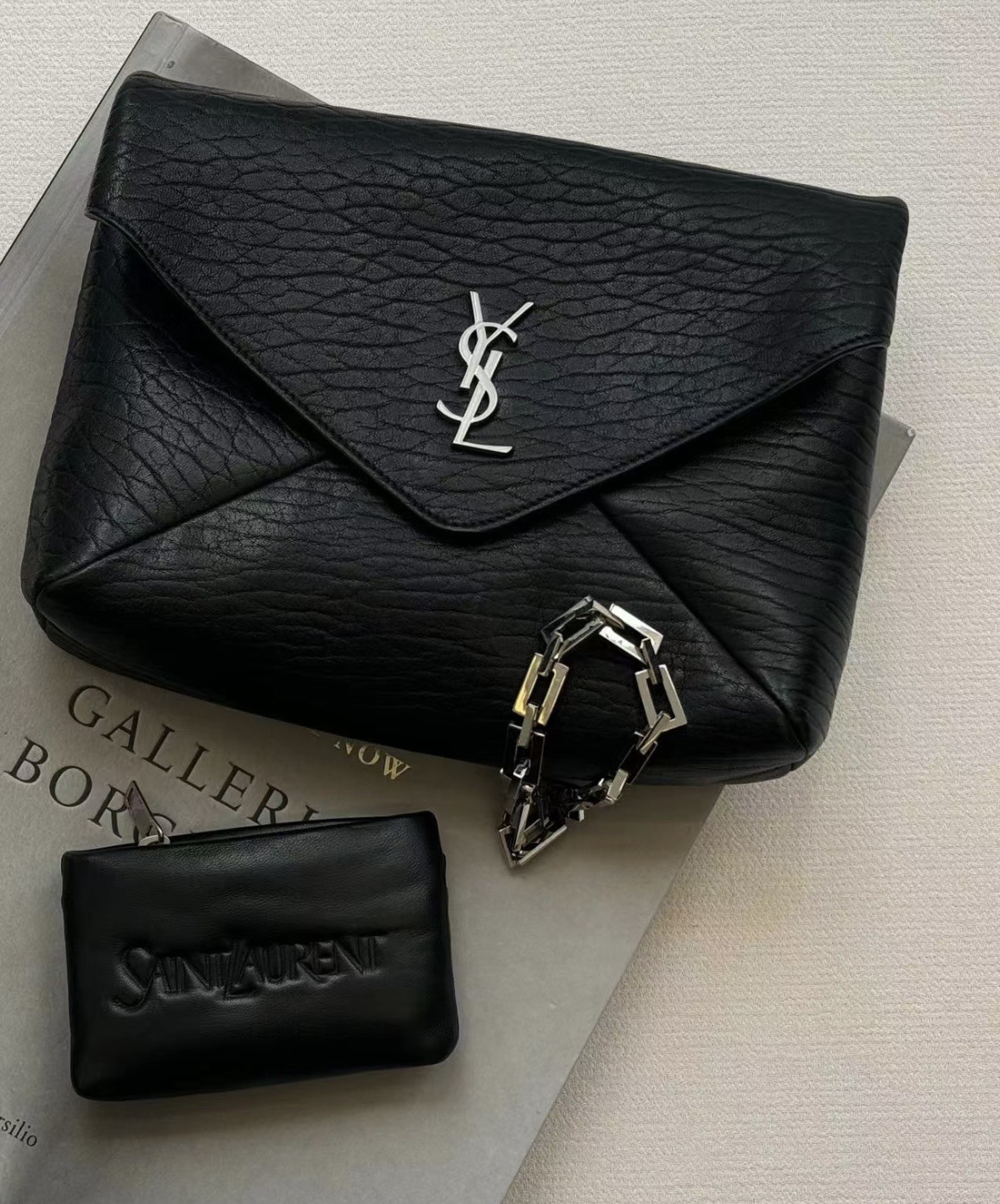 CASSANDRE Lambskin Envelope pochette bag