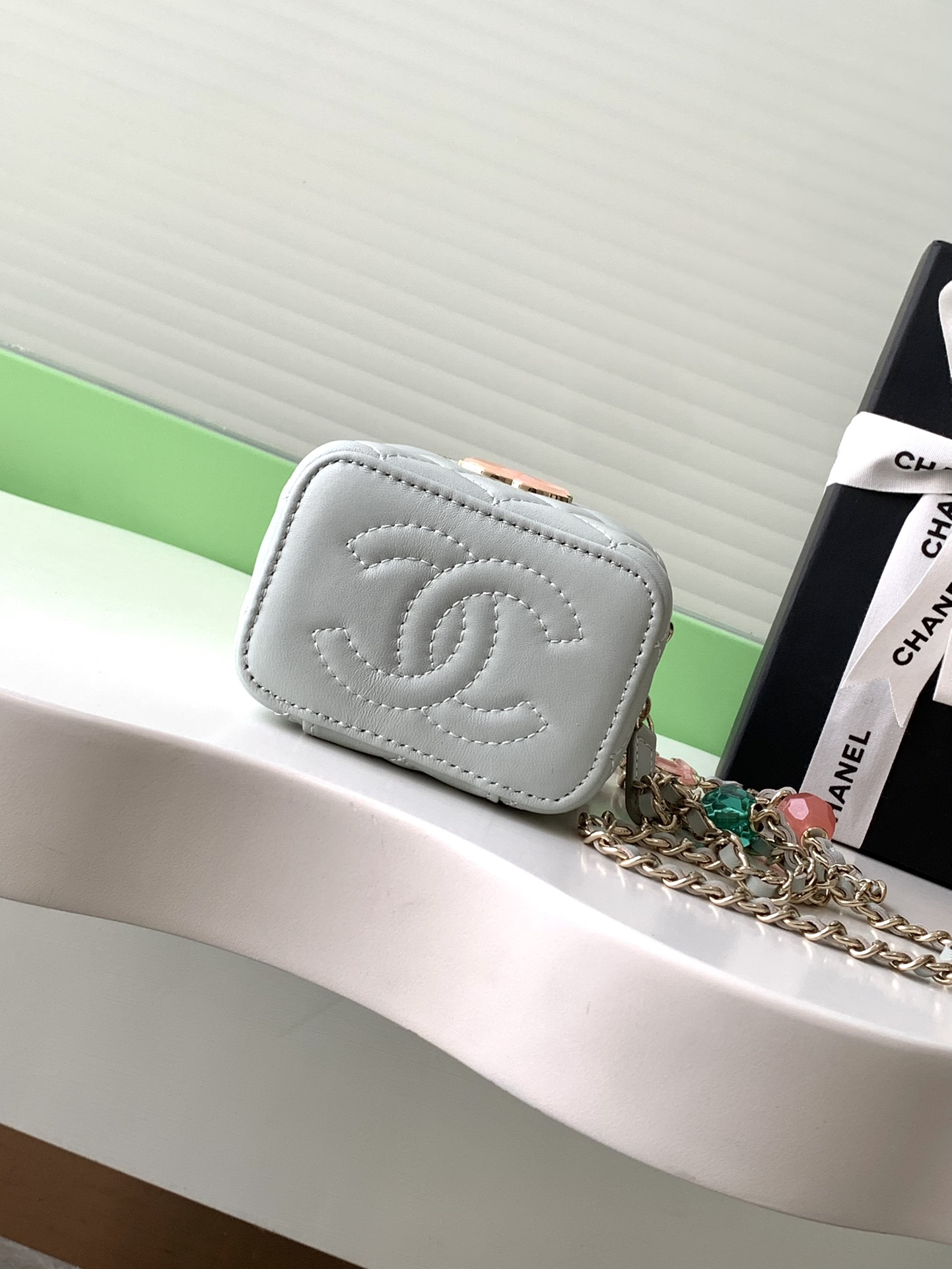 chanel enamel button love makeup small lipstick box