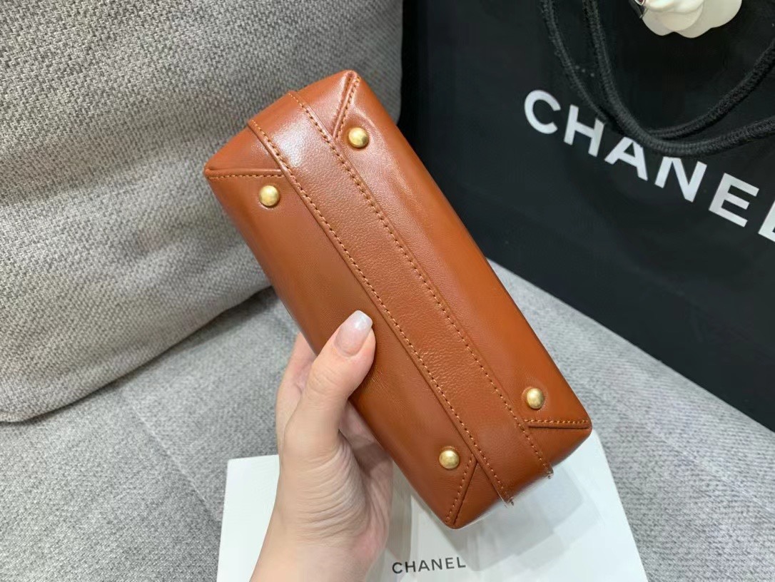 CHANEL Shiny Lambskin Cocodoc Top Handle Bag