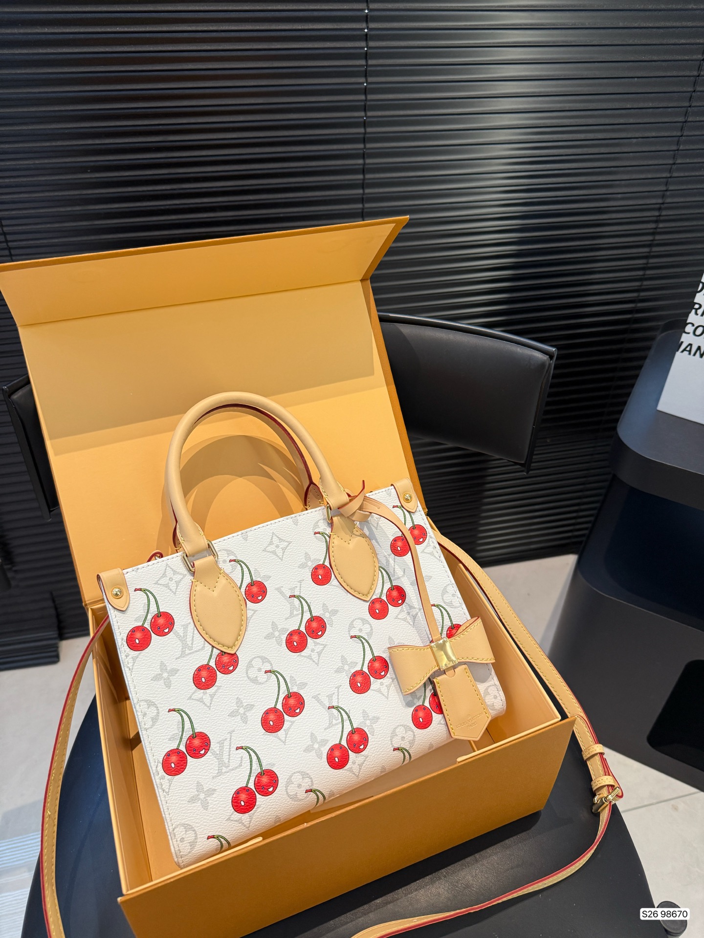 LV White Cherry Tote Bag
