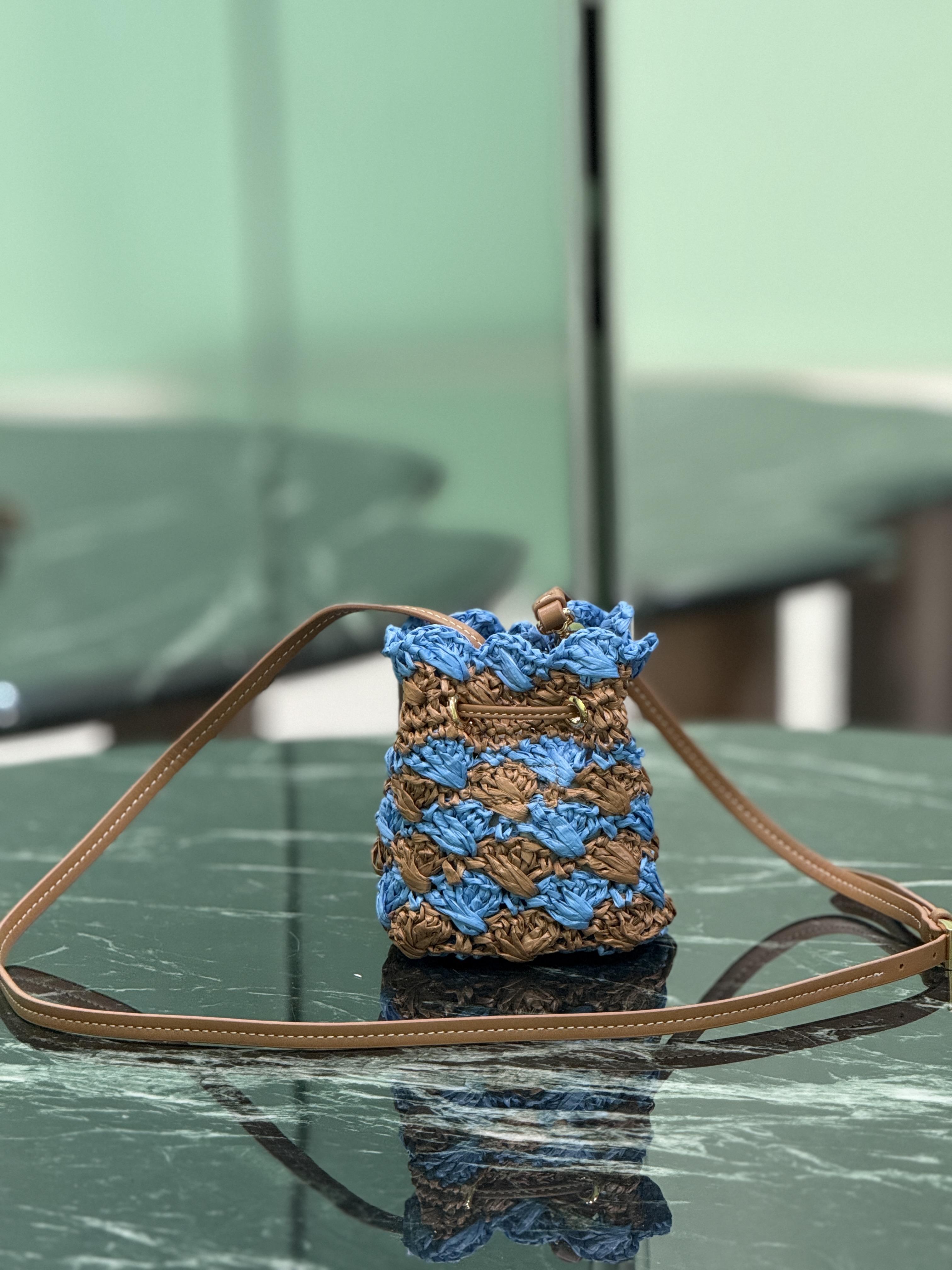 Prada Woven Mini Bucket Bag