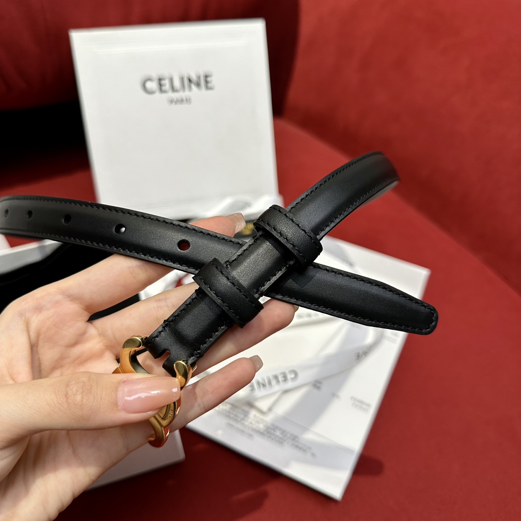 Celine- Triomphe Belt in Taurillon Leather