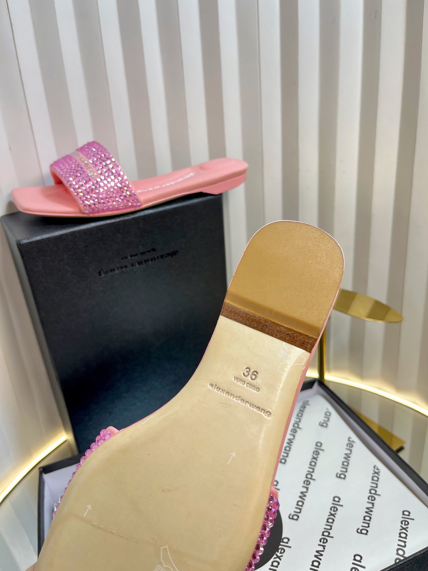 AlexanderWang Crystal Denim Slides
