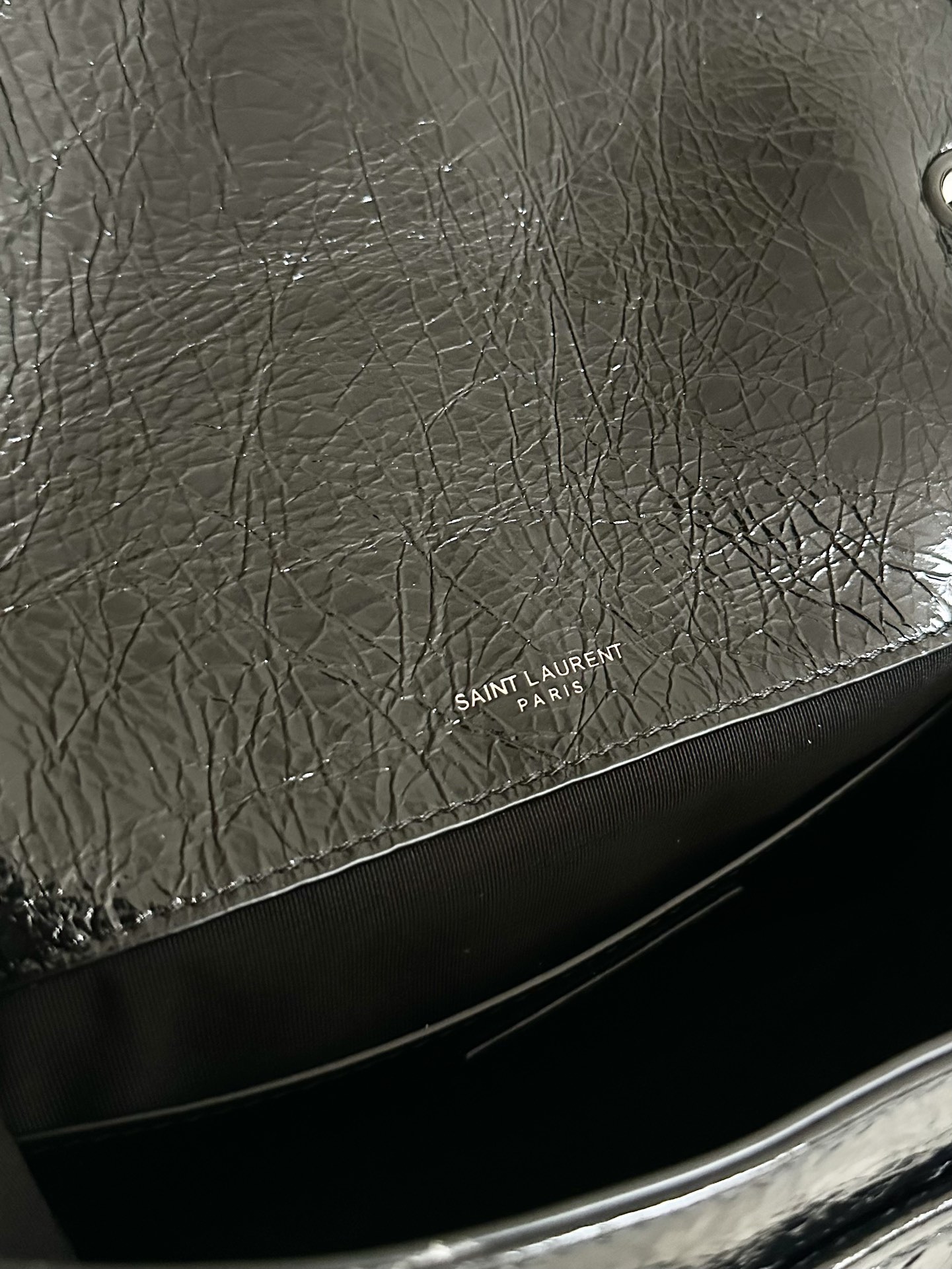 YSL Niki Oil Wax Leather in Black: Small Black Chain