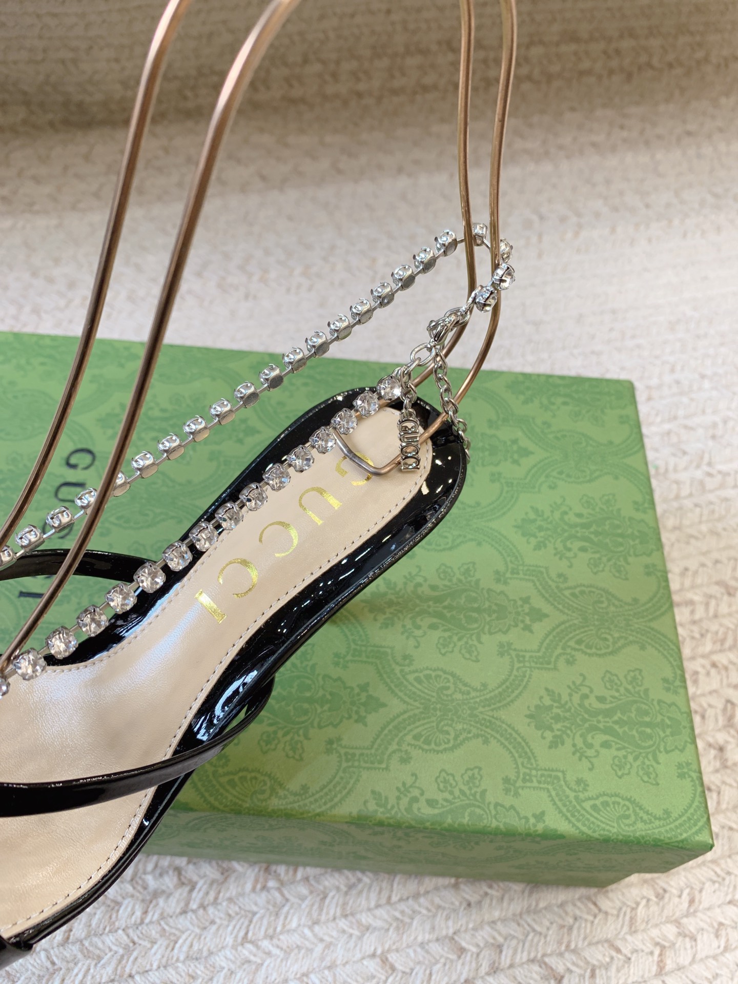 GUCCI Crystal Chain Stiletto Sandals