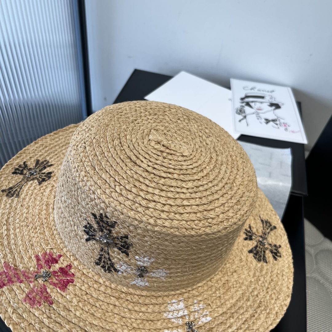 Chrome Hearts-Raffia Straw Sun Hat