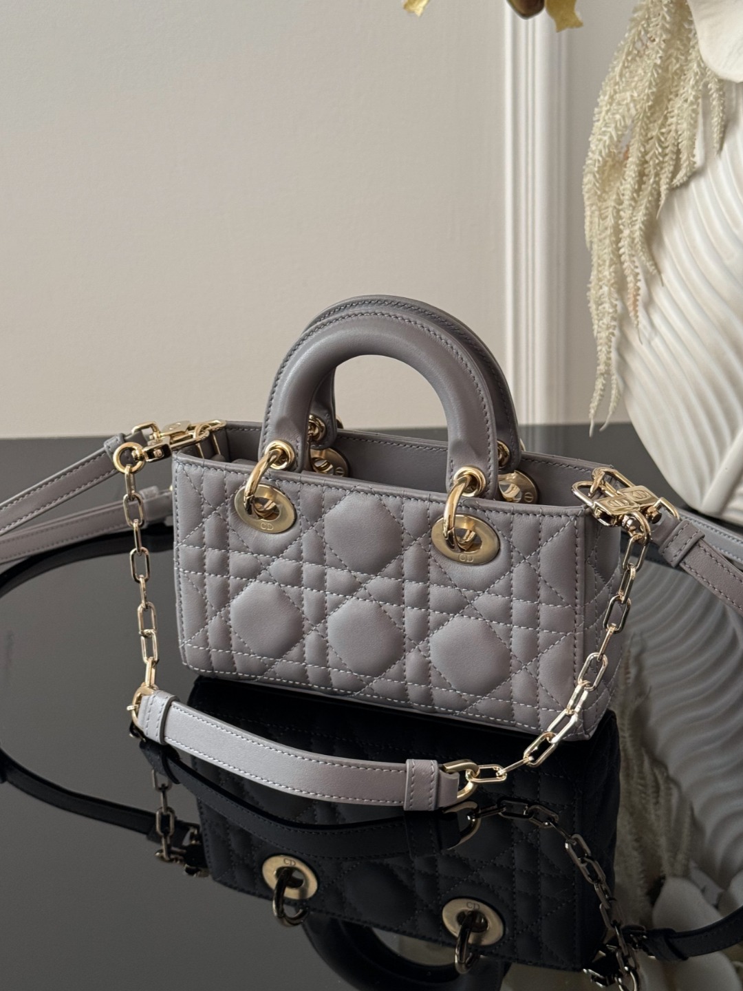 Dior- Mini Handbag - Grey sheepskin