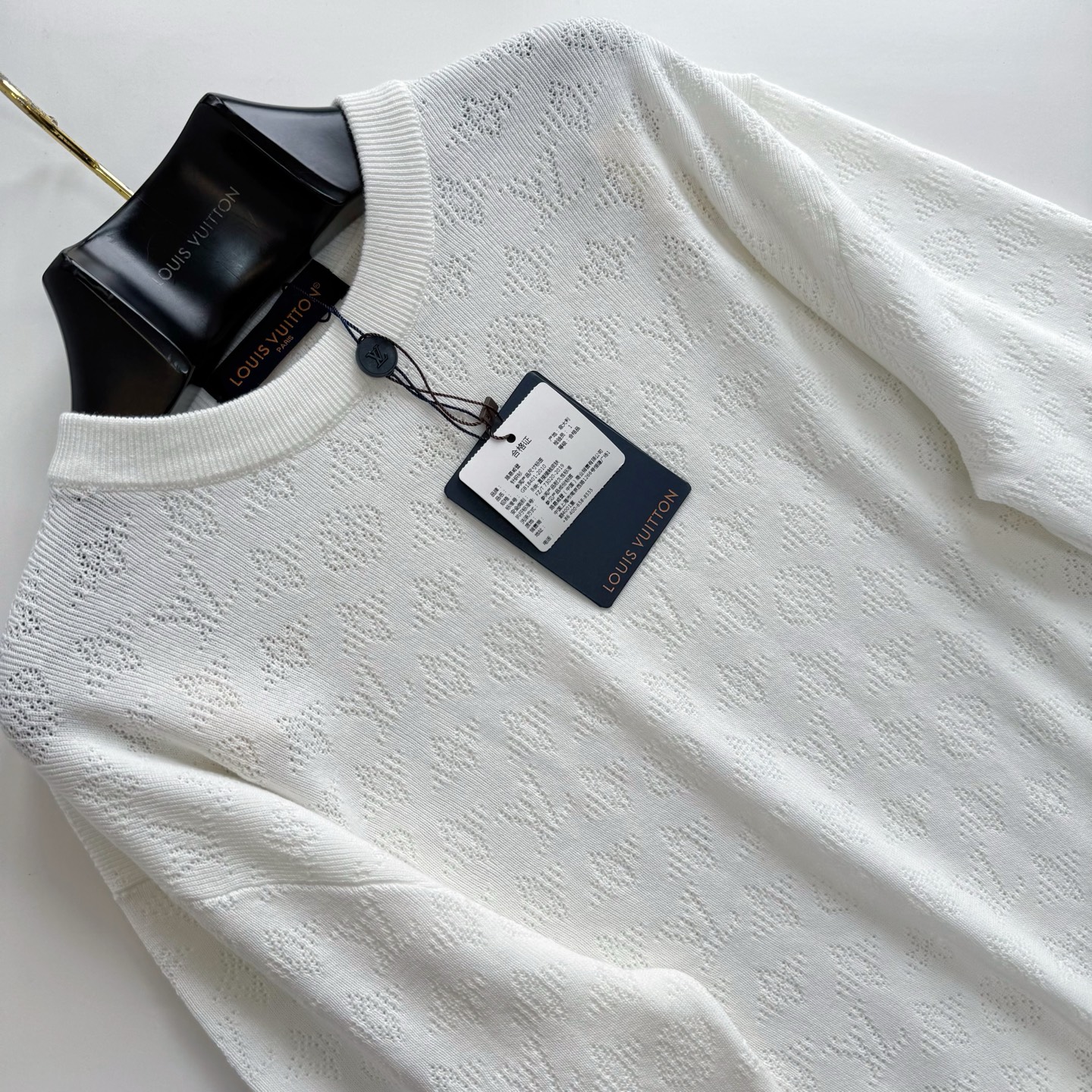 LV 1AGJHA Monogram Pointelle Cotton Pullover