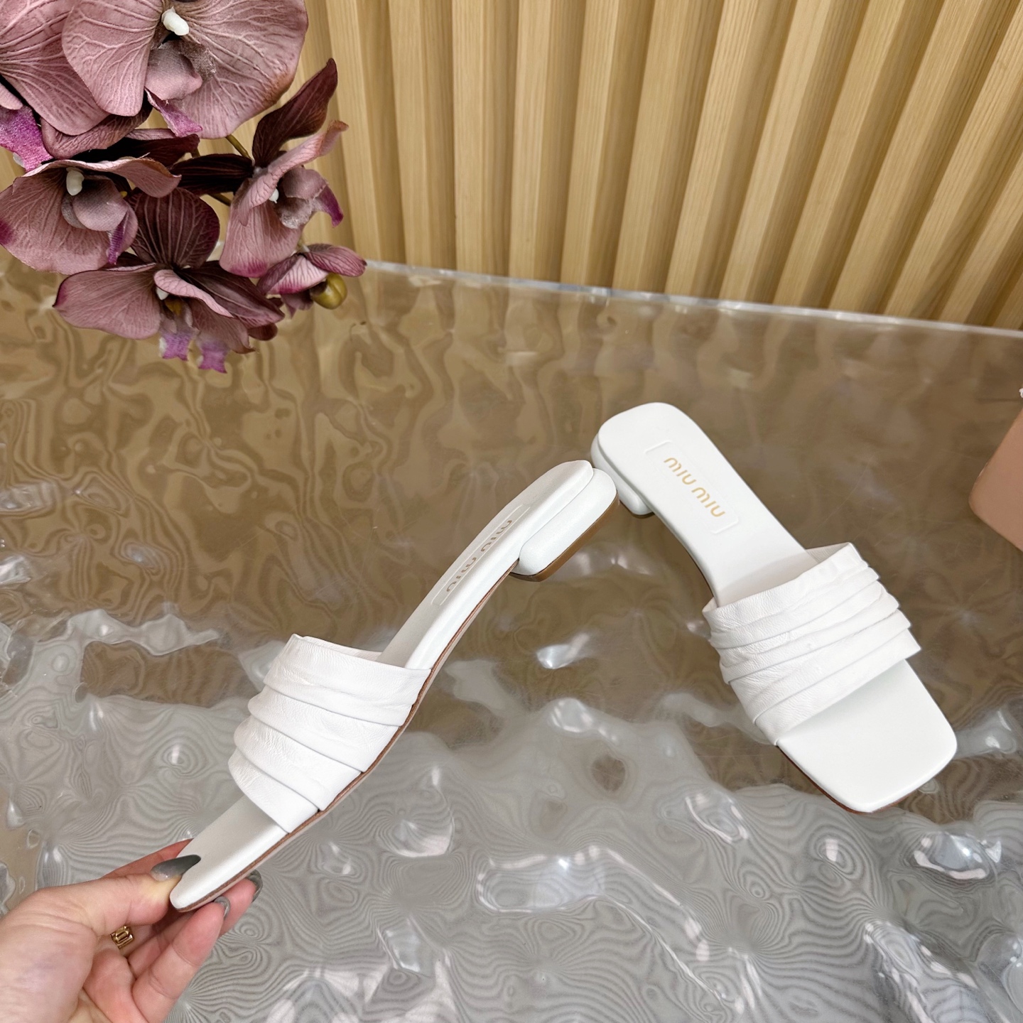 MIU MIU Bow-Embellished Slide Sandals