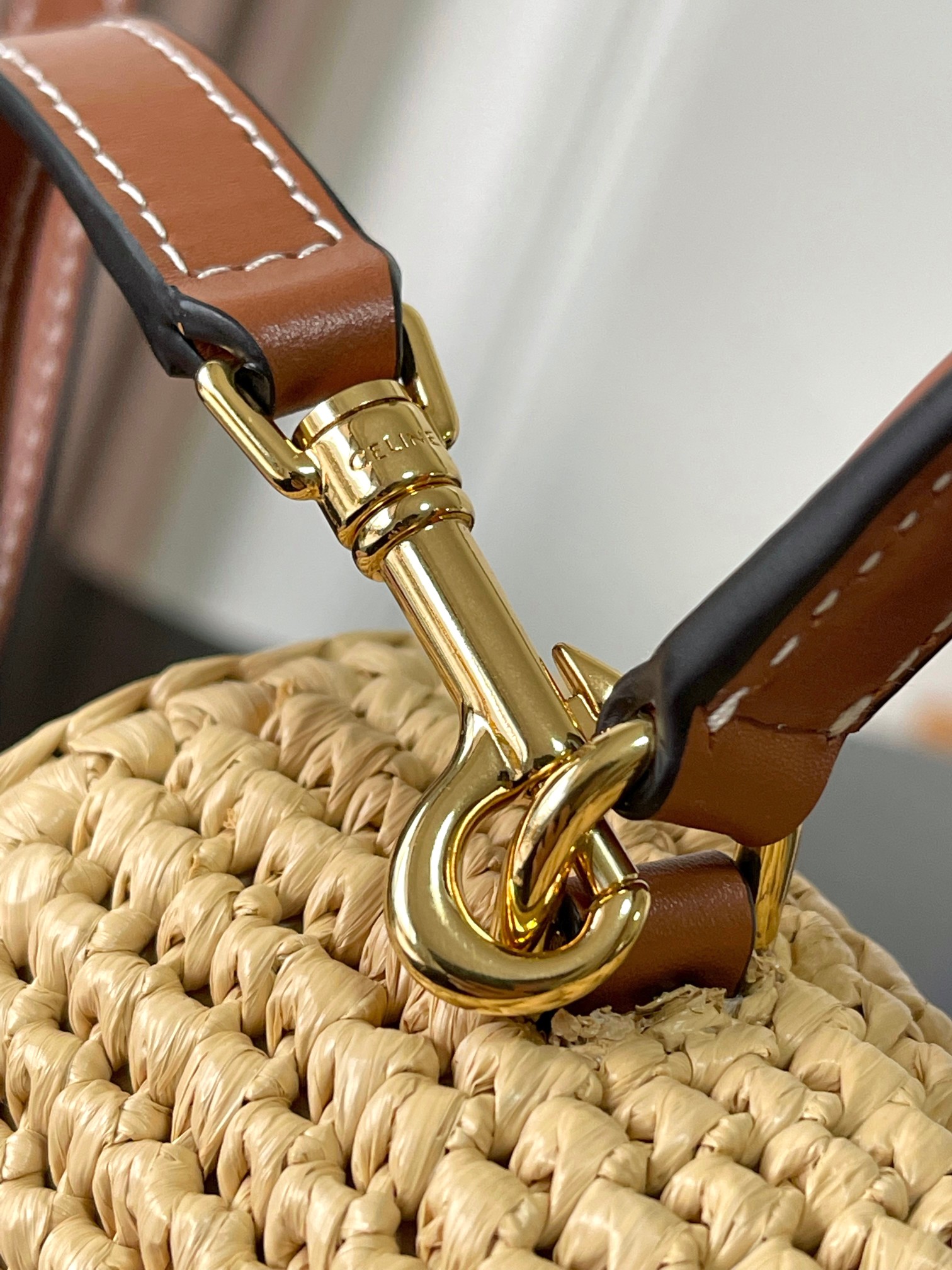 CELINE TEEN NINO BAG IN Raffia and calfskin