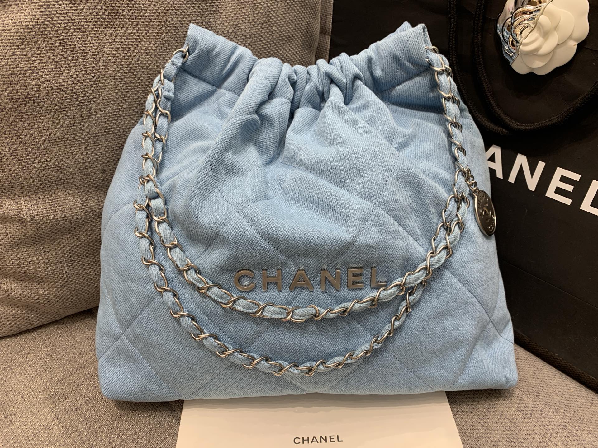 Chanel-24P Denim 22 Bag 💚 – Upgraded Version