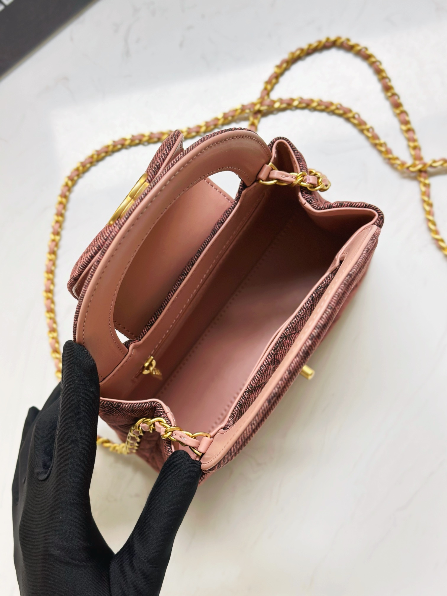 CHANEL 24A rust red denim Kelly