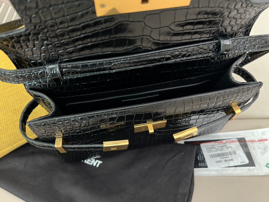 YSL-Manhattan small crocodile-effect leather shoulder bag