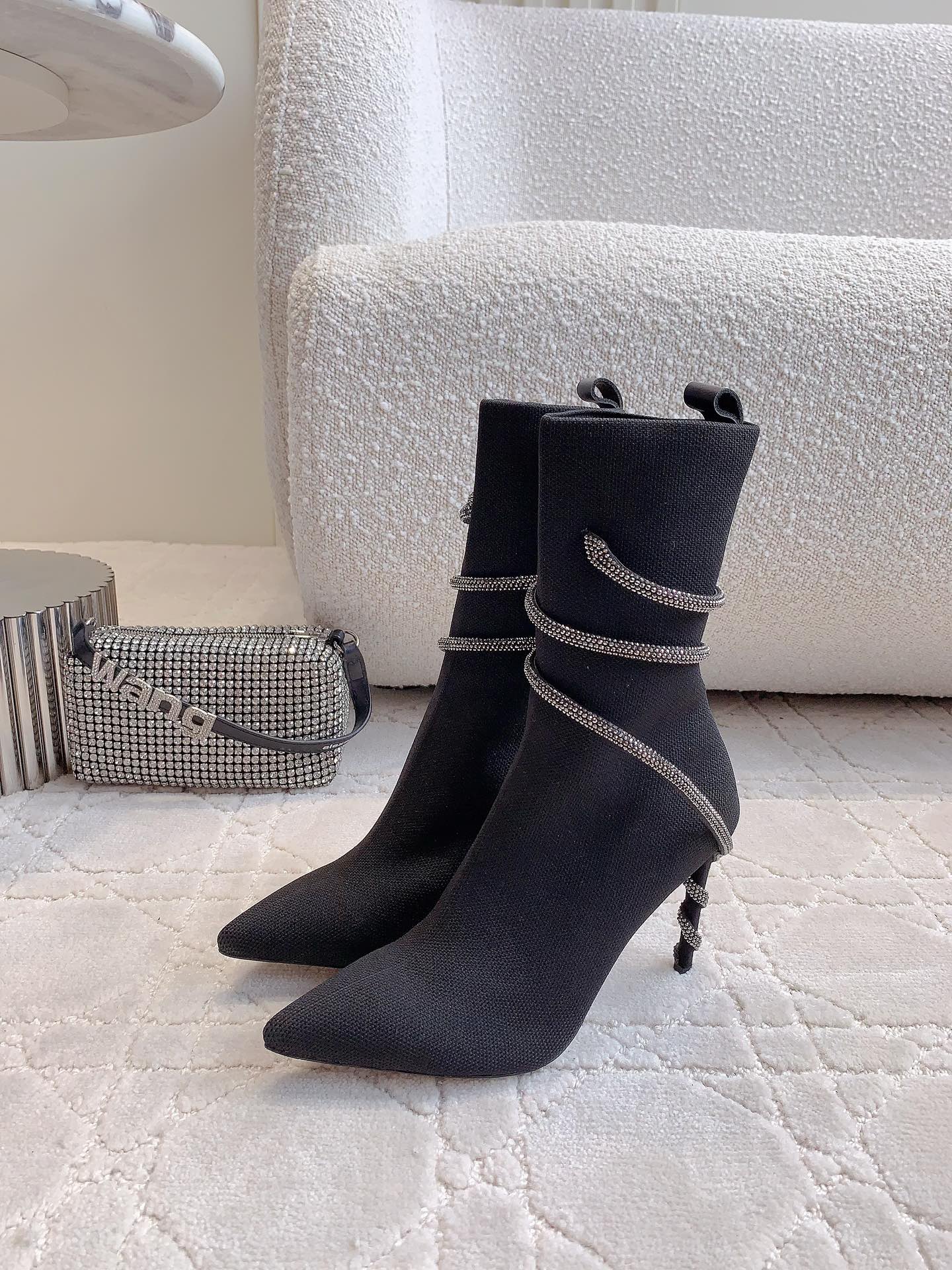 Ren* Caovill* high-heeled knit sock boots