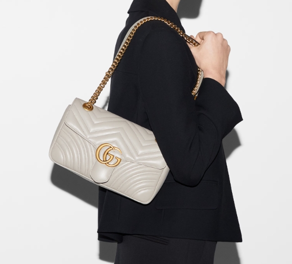 GG MARMONT SMALL SHOULDER BAG-Light grey-443497