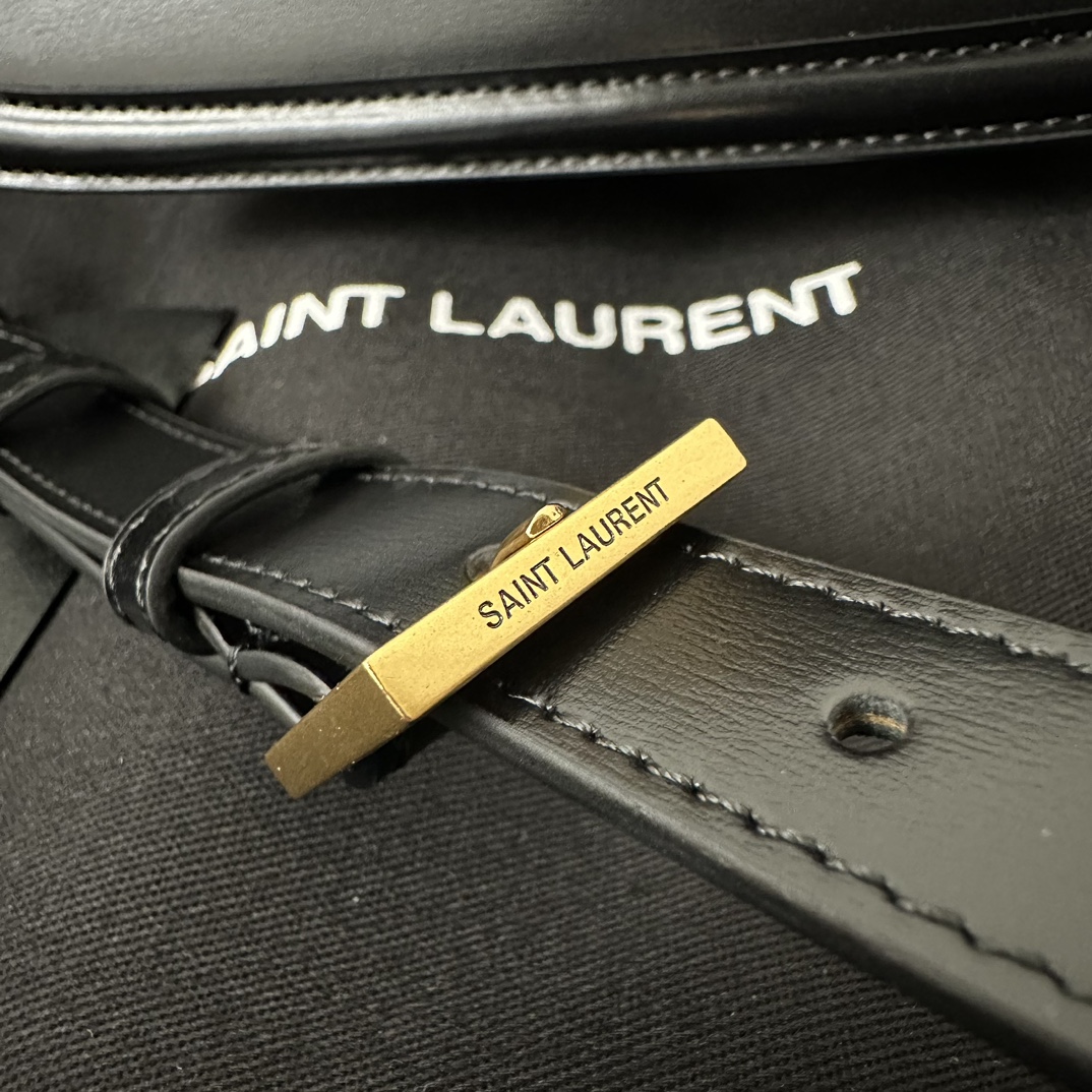 Saint Laurent Smooth Calfskin Solferino Satchel Black