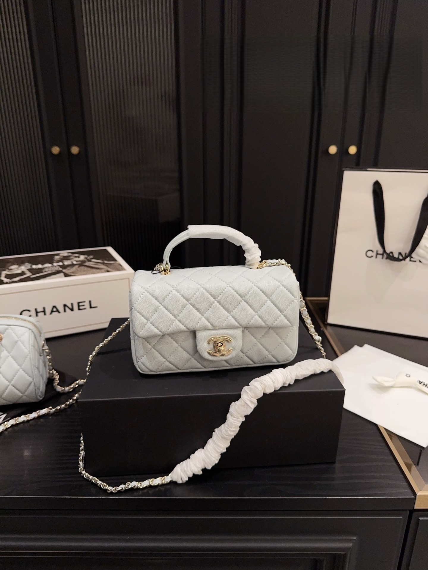 CHANEL 24P Classic Flap Bag Misty Blue