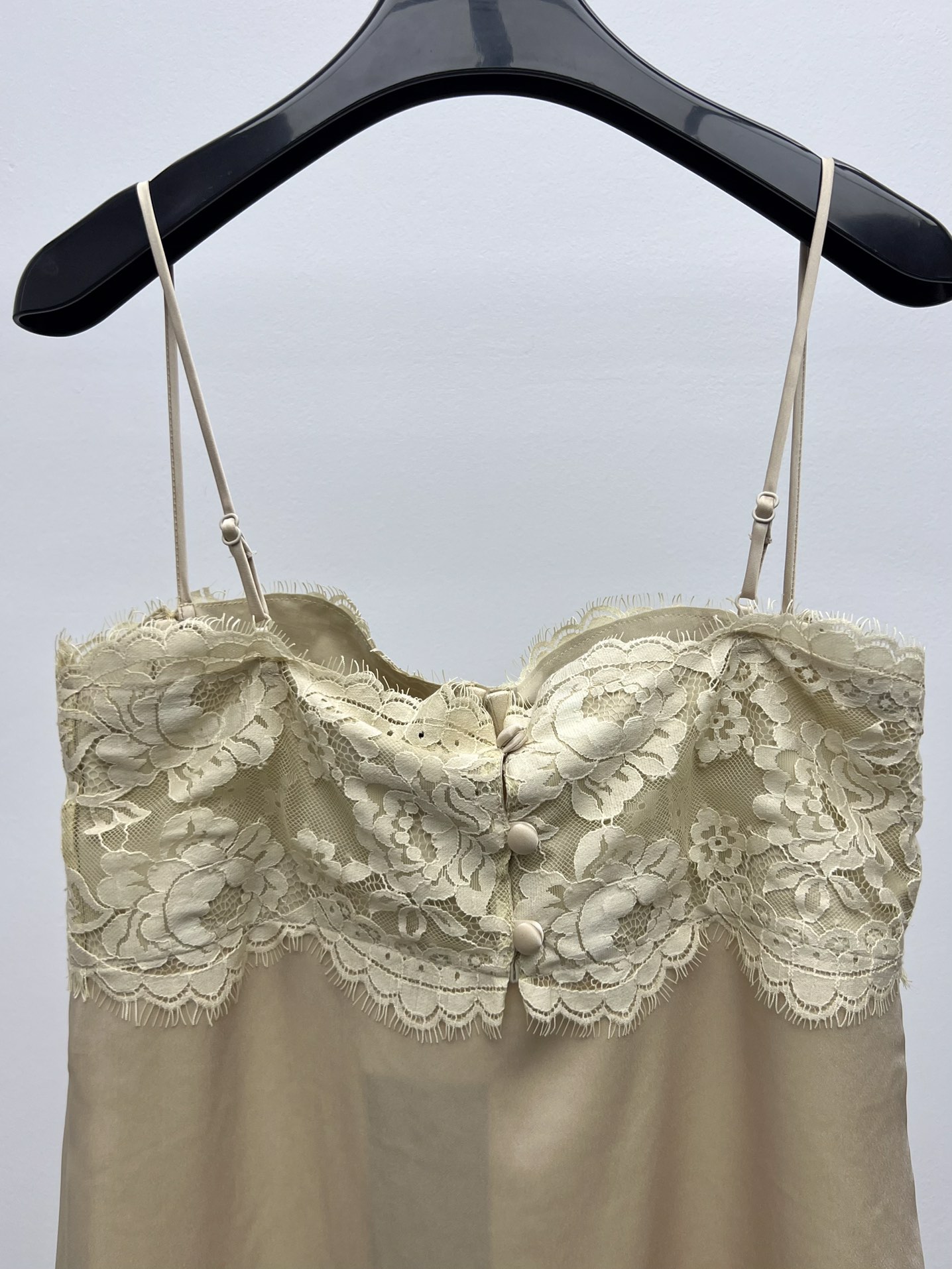 Saint Lauren-Inspired Lace-Trimmed Acetate Slip Dress