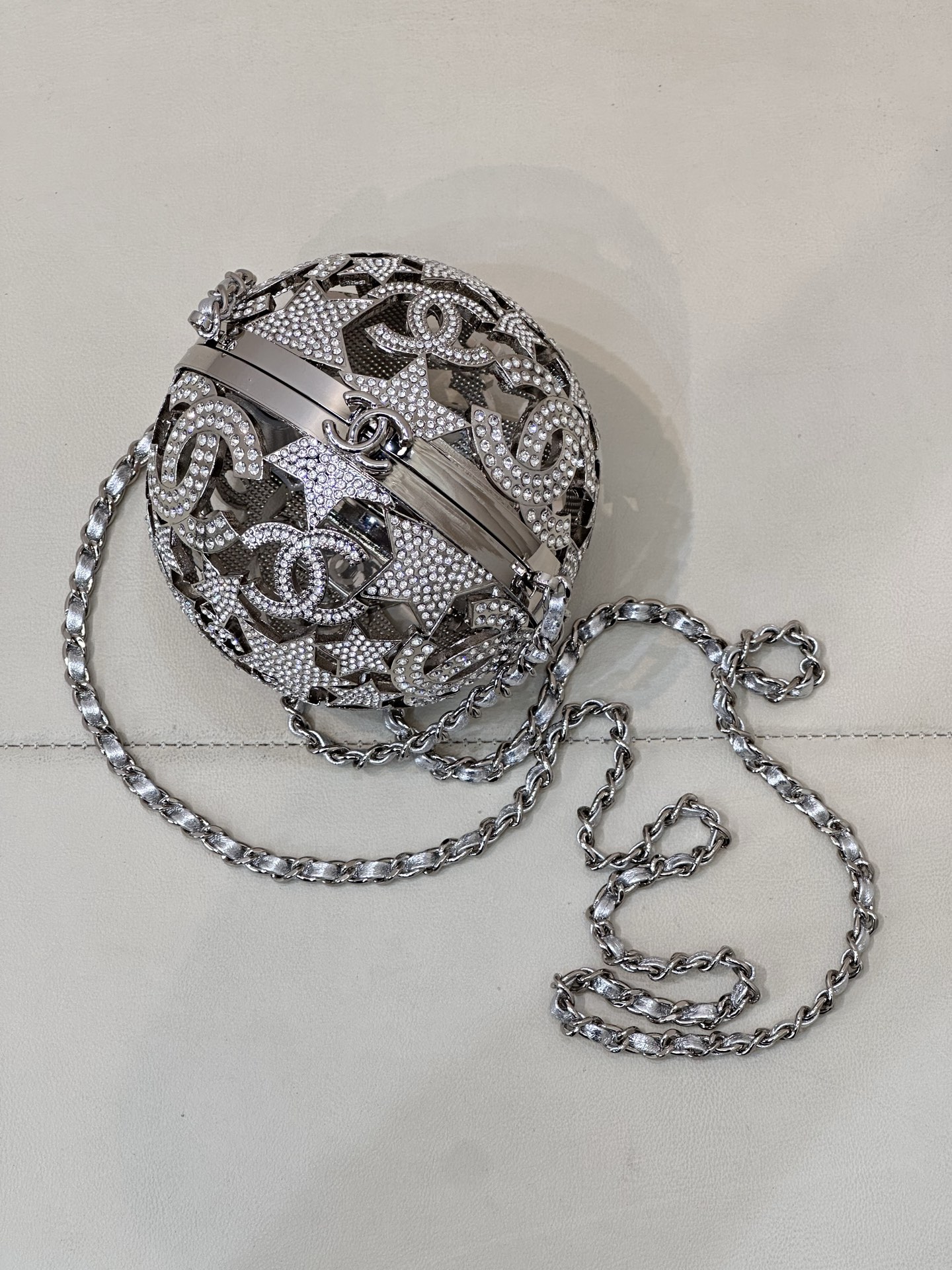 Chanel Métiers d’art Sphere Minaudiere Gold-Tone Metal & Strass Golden & Crystal