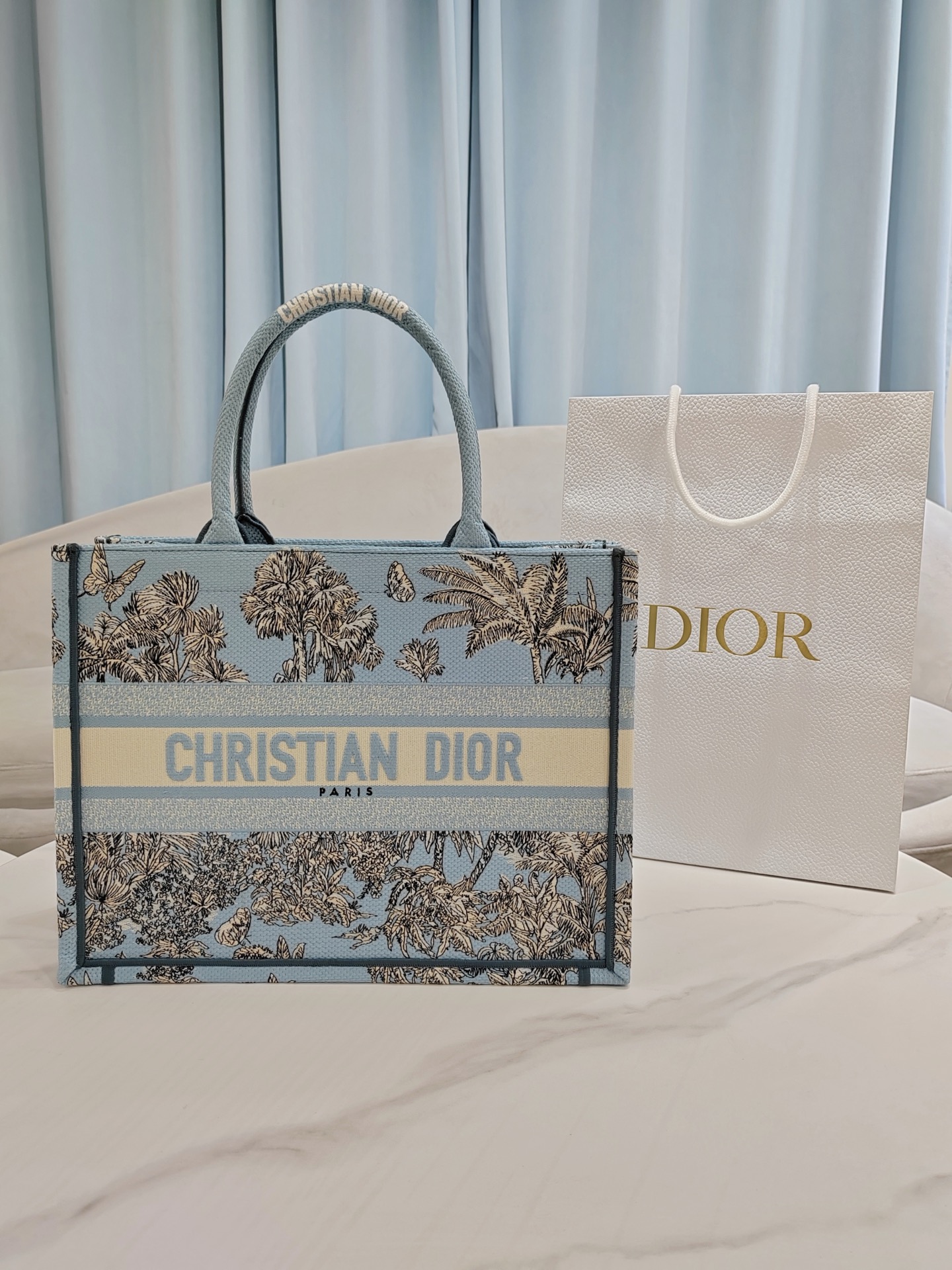 Dioriviera Medium Dior Book Tote Celestial Blue