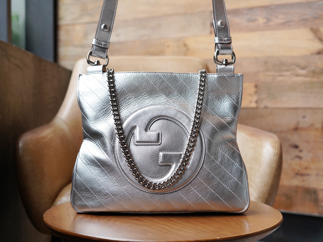 GUCCI BLONDIE SMALL TOTE BAG-Silver-751518