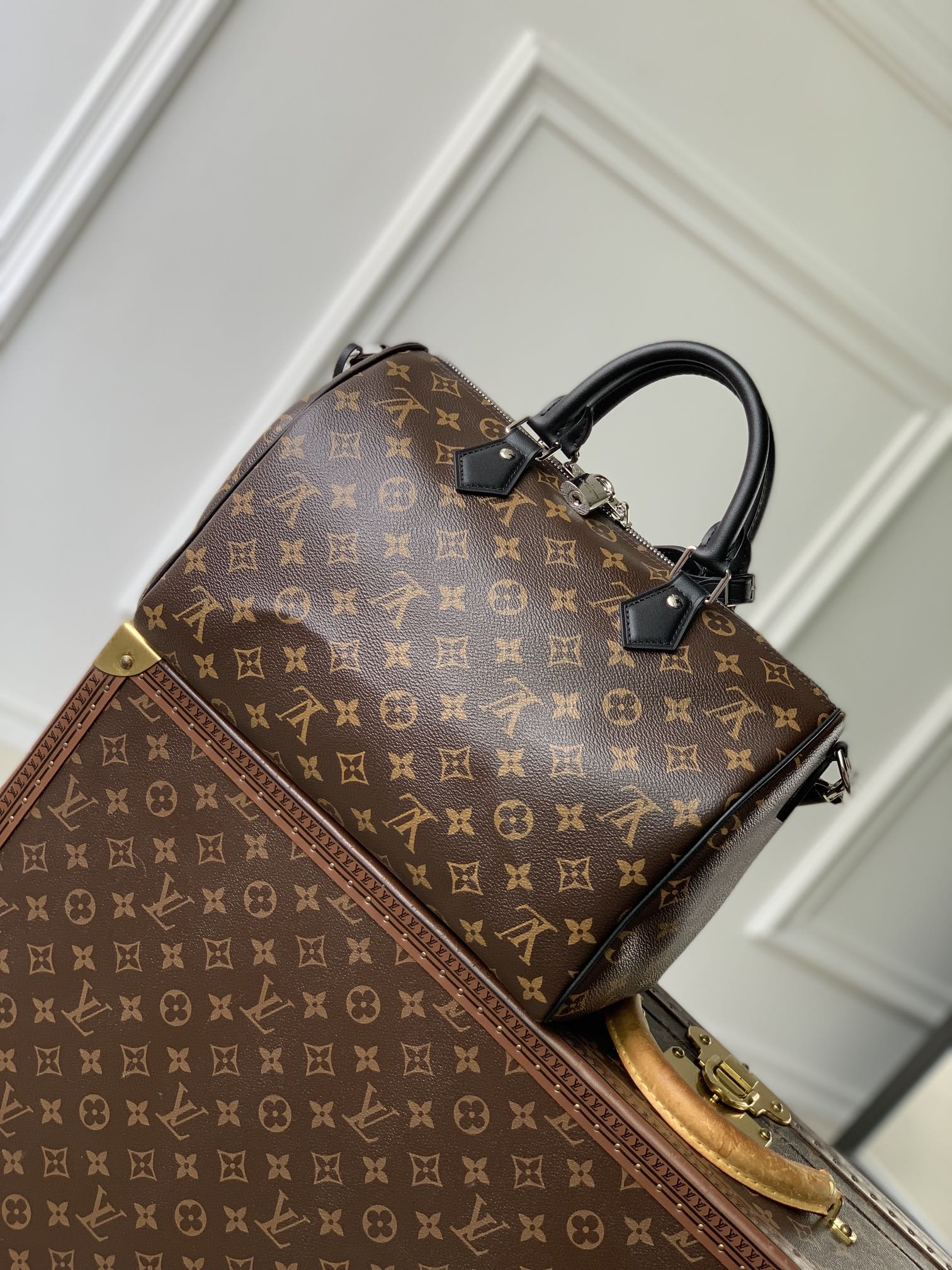 Louis Vuitton M12243 Speedy Soft 30 Dark Monogram Black