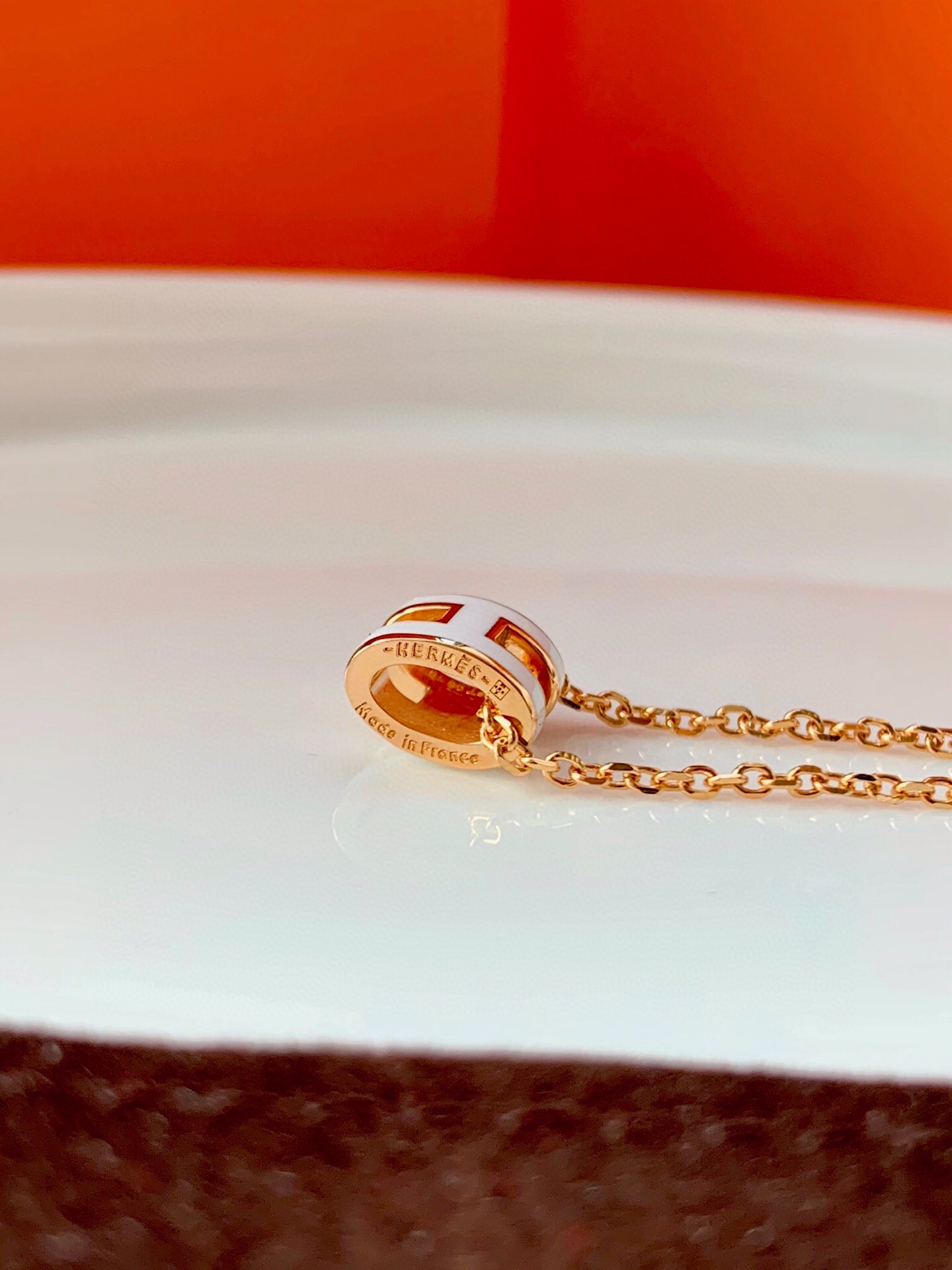 Hermès Mini Enamel H Necklace