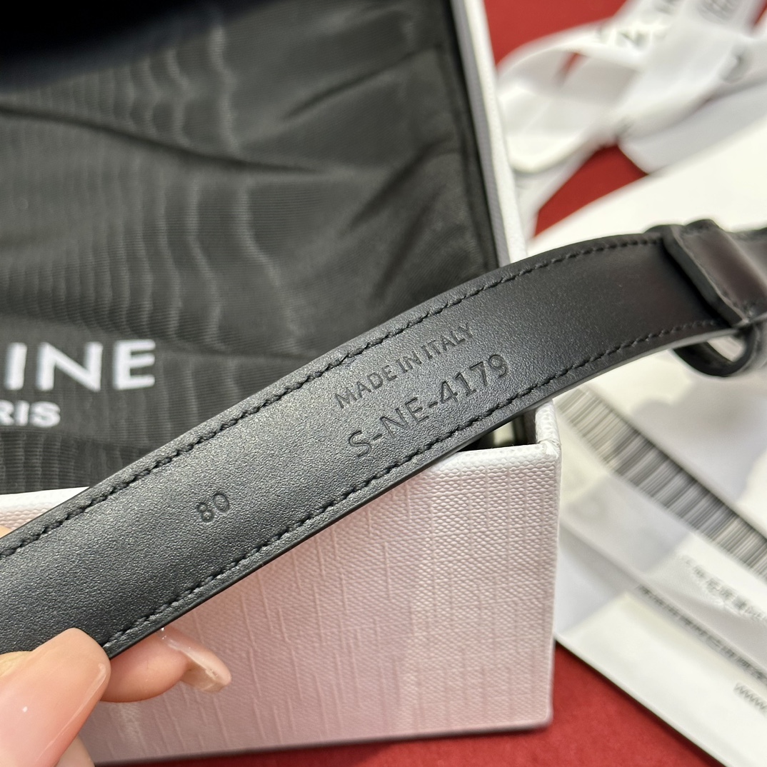 Celine- Triomphe Belt in Taurillon Leather