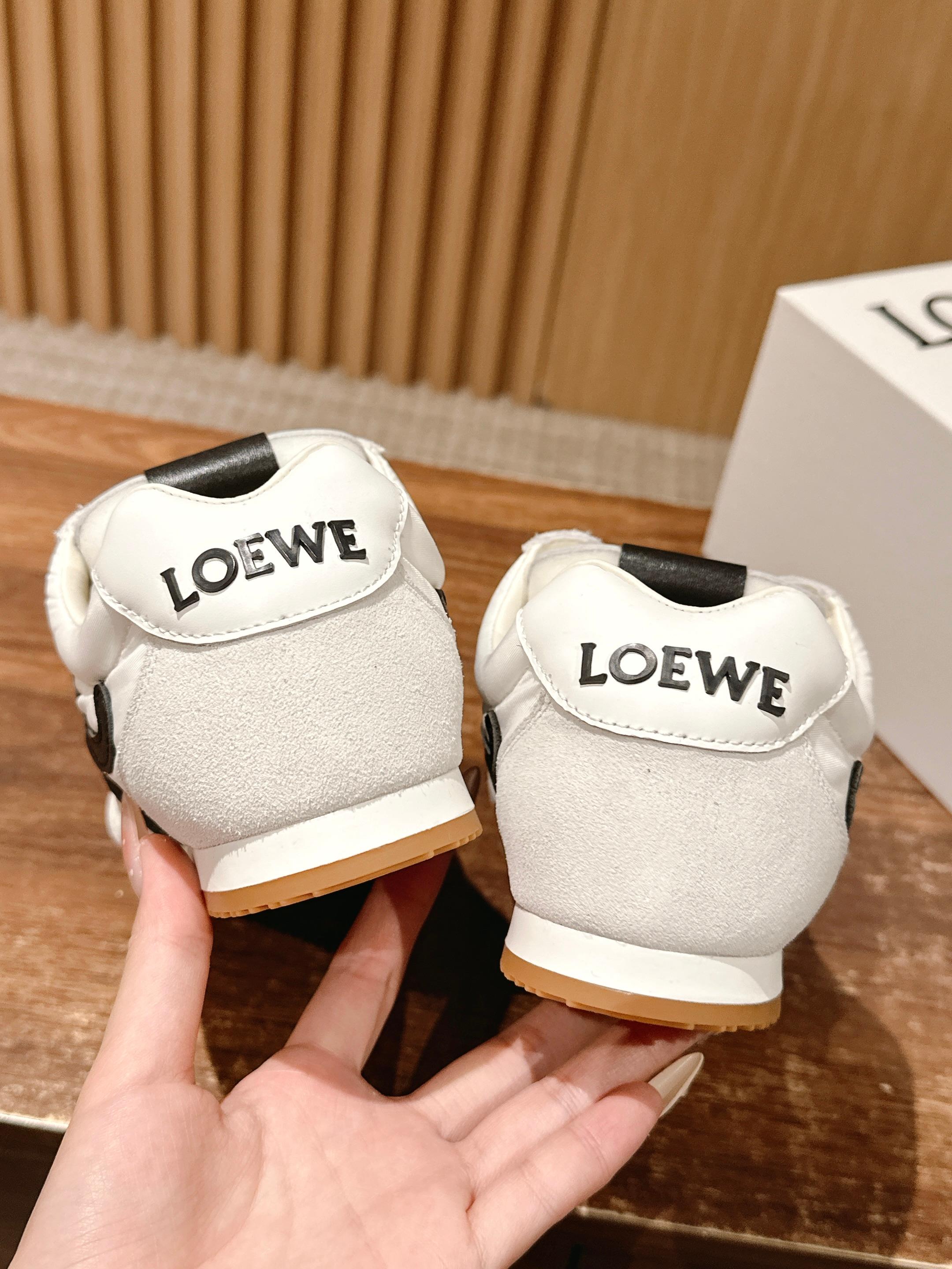 Loewe Ballet Runner 2.0 in nylon and calfskin White/Black