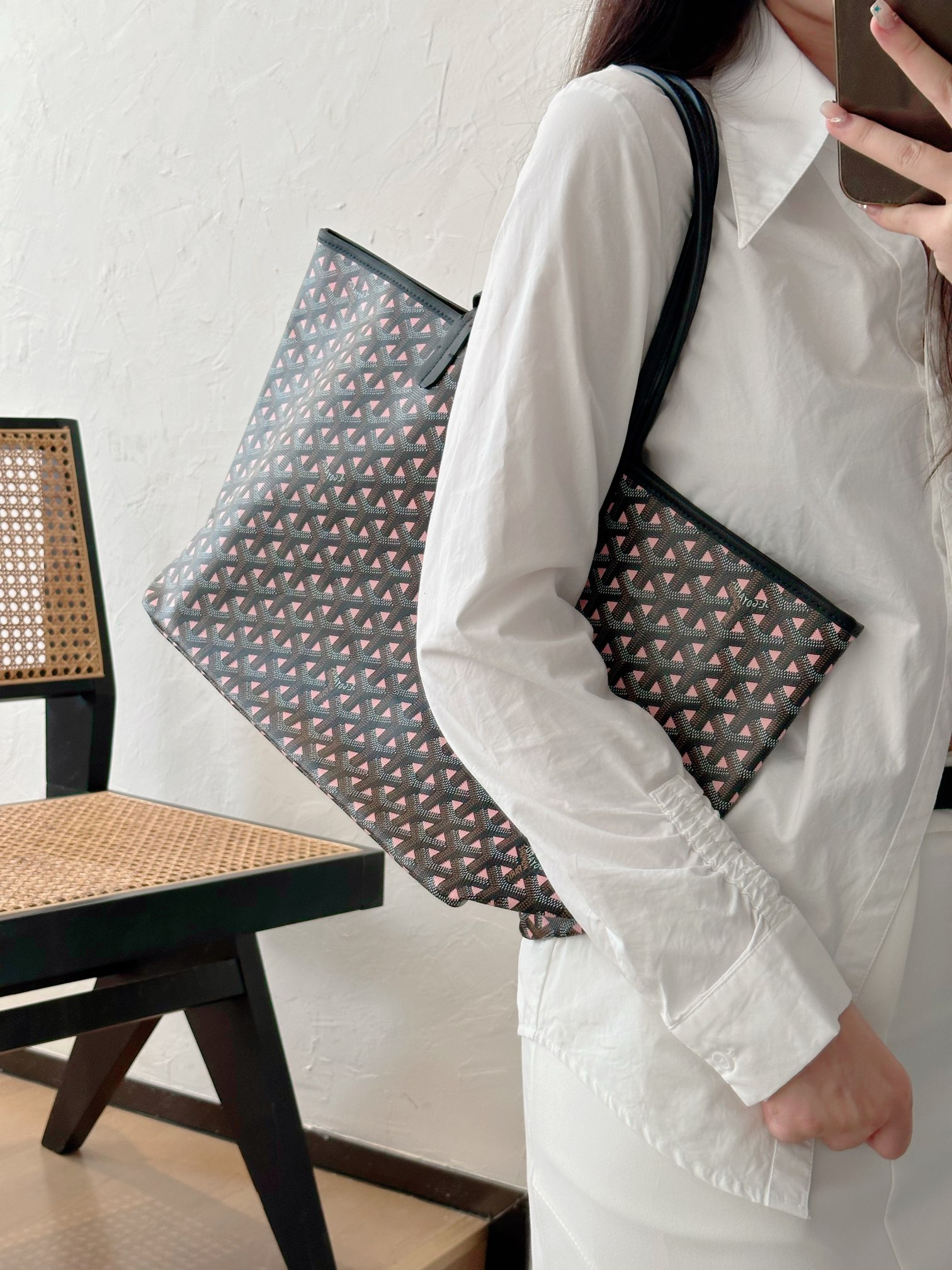 Goyard Pre-Loved Tote in Black & Pink