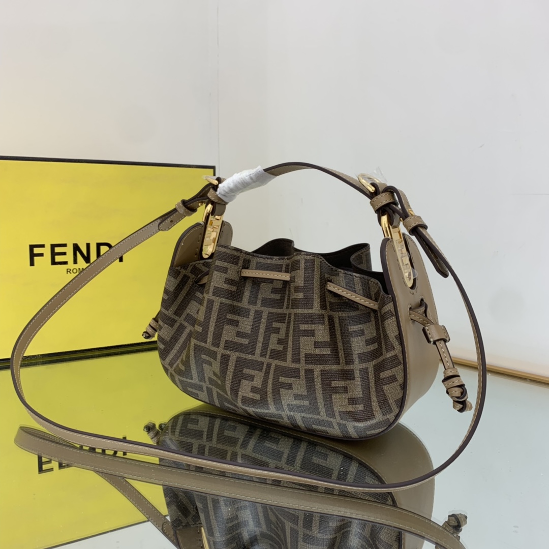 FENDI-Brown FF Fabric Mini Bag