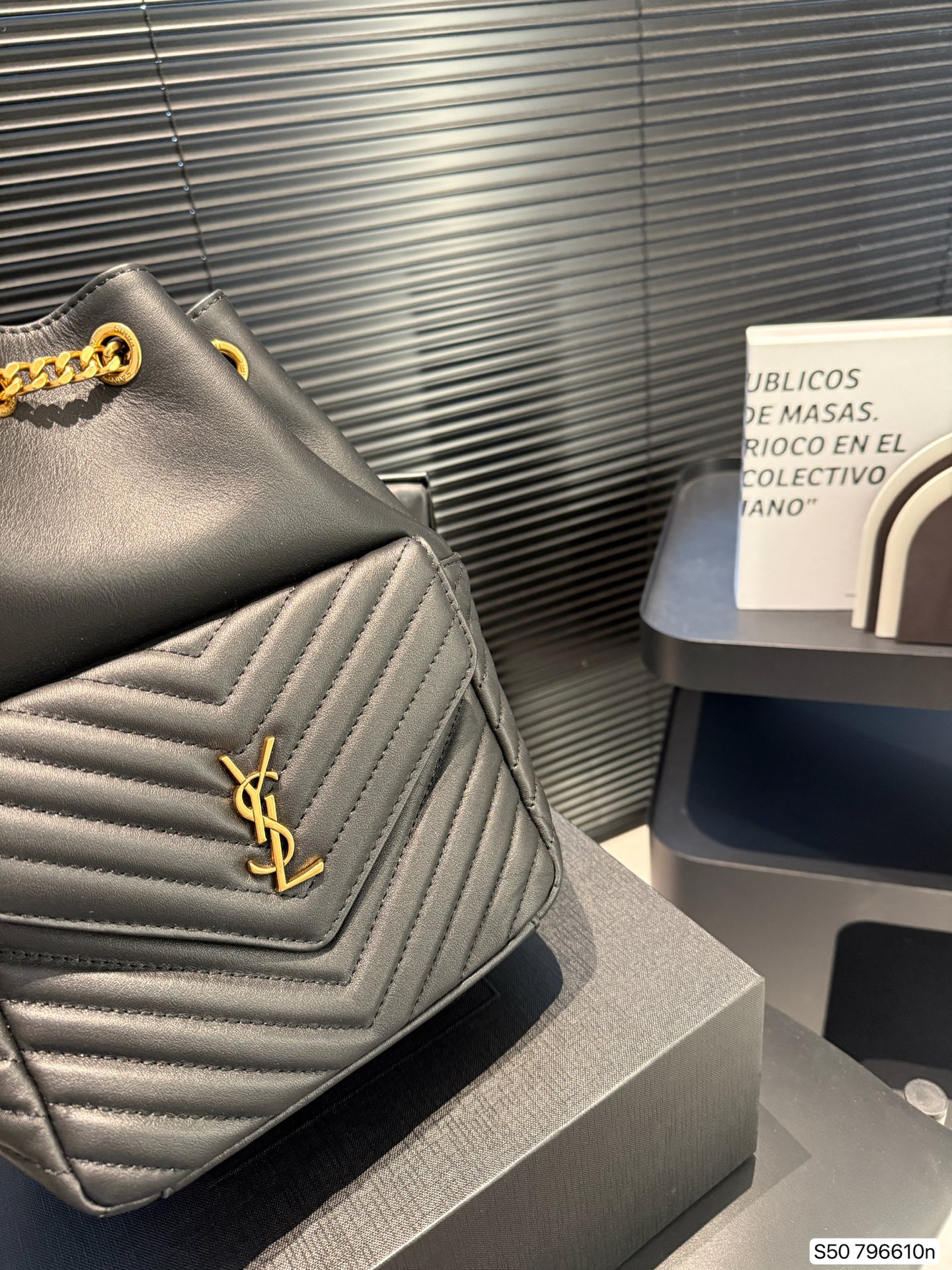 SAINT LAURENT Monogram mini leather bucket bag