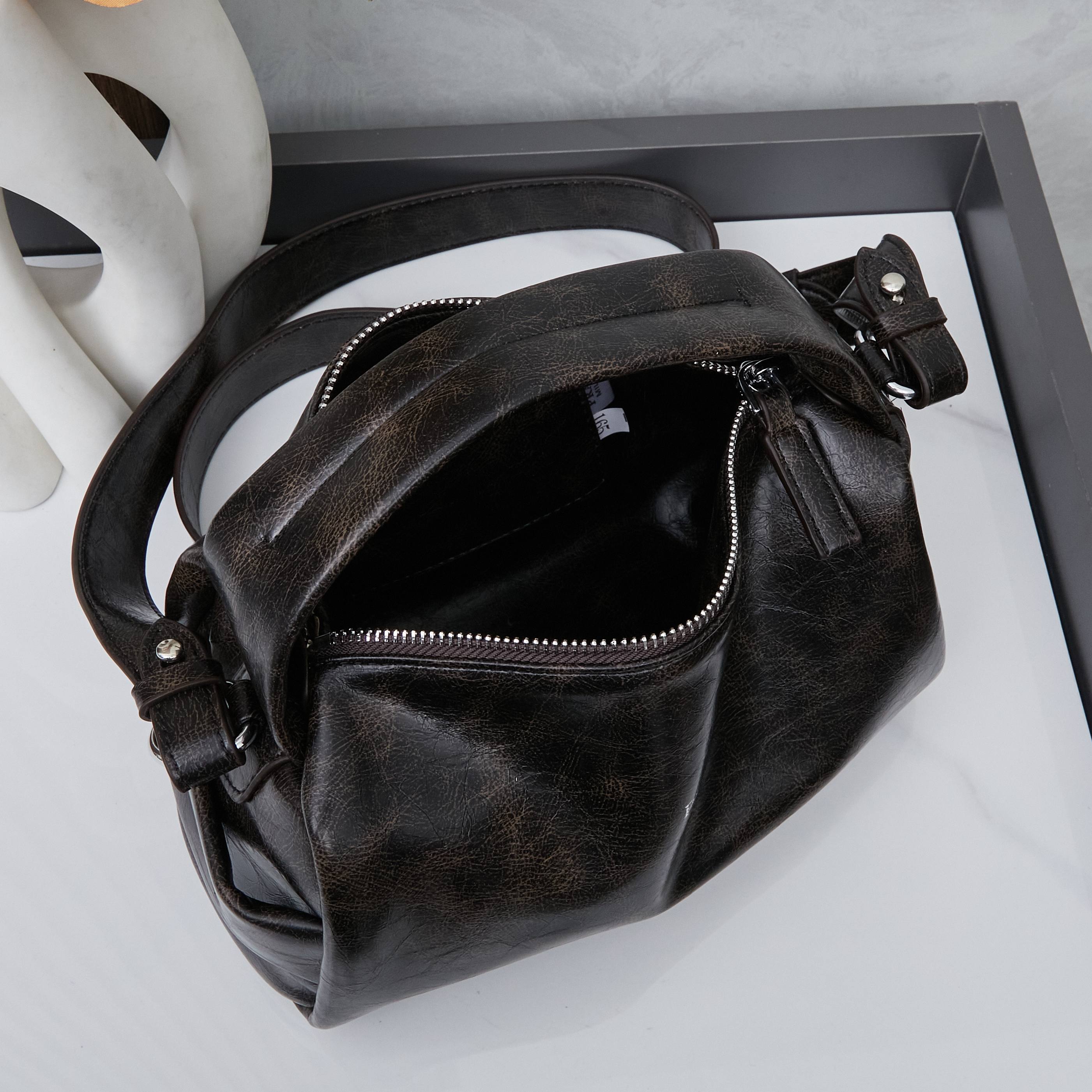 PRADA 25 Runway Collection Unisex Distressed Waxed Leather Lunchbox Bag
