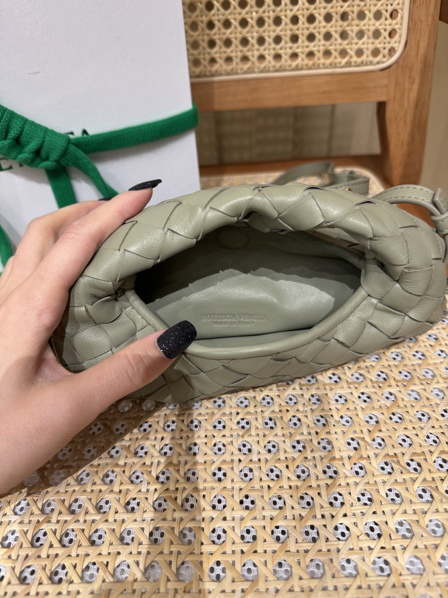 mini Hop crossbody bag Hole stone green