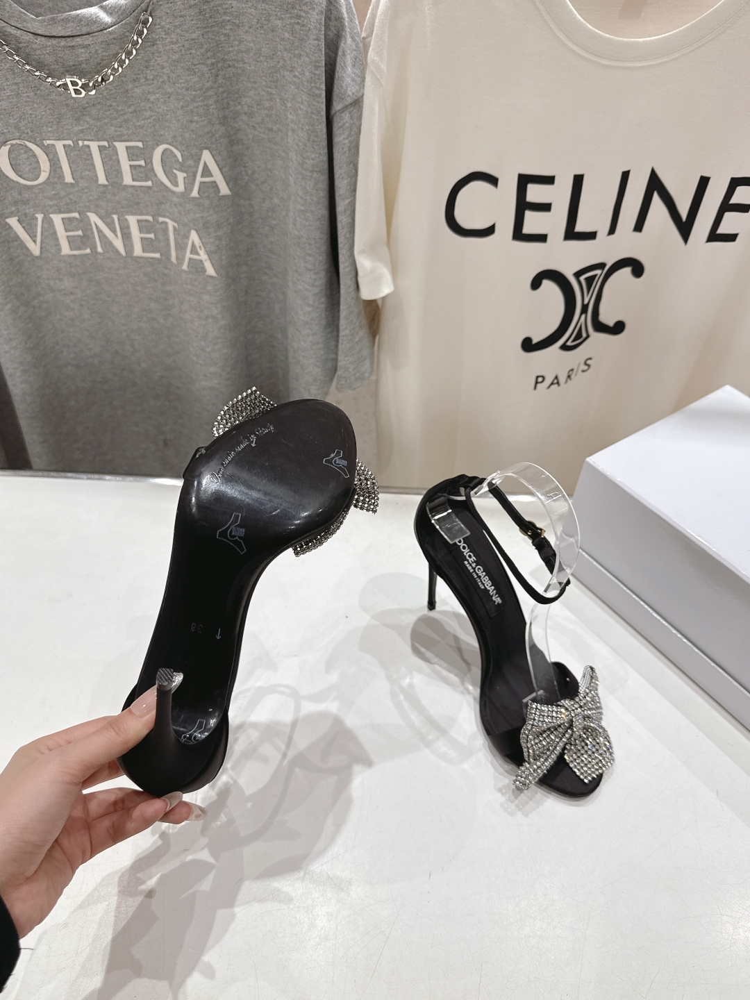 DOLCE&GABBANA Crystal-embellished satin pumps