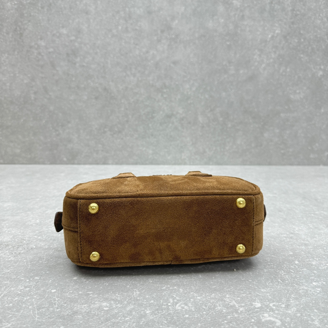 Arcadie padded suede handle bag-cocoa brown