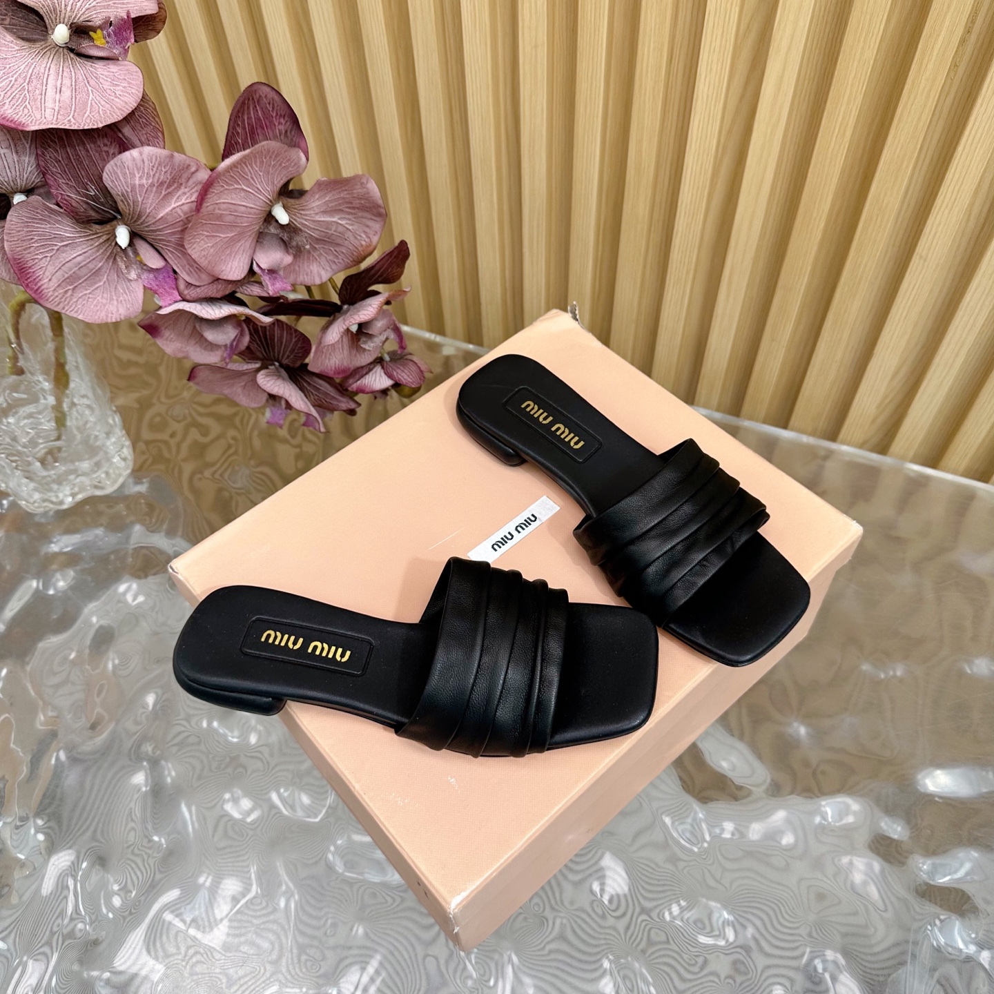 MIU MIU Bow-Embellished Slide Sandals