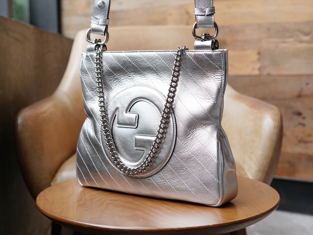 GUCCI BLONDIE SMALL TOTE BAG-Silver-751518