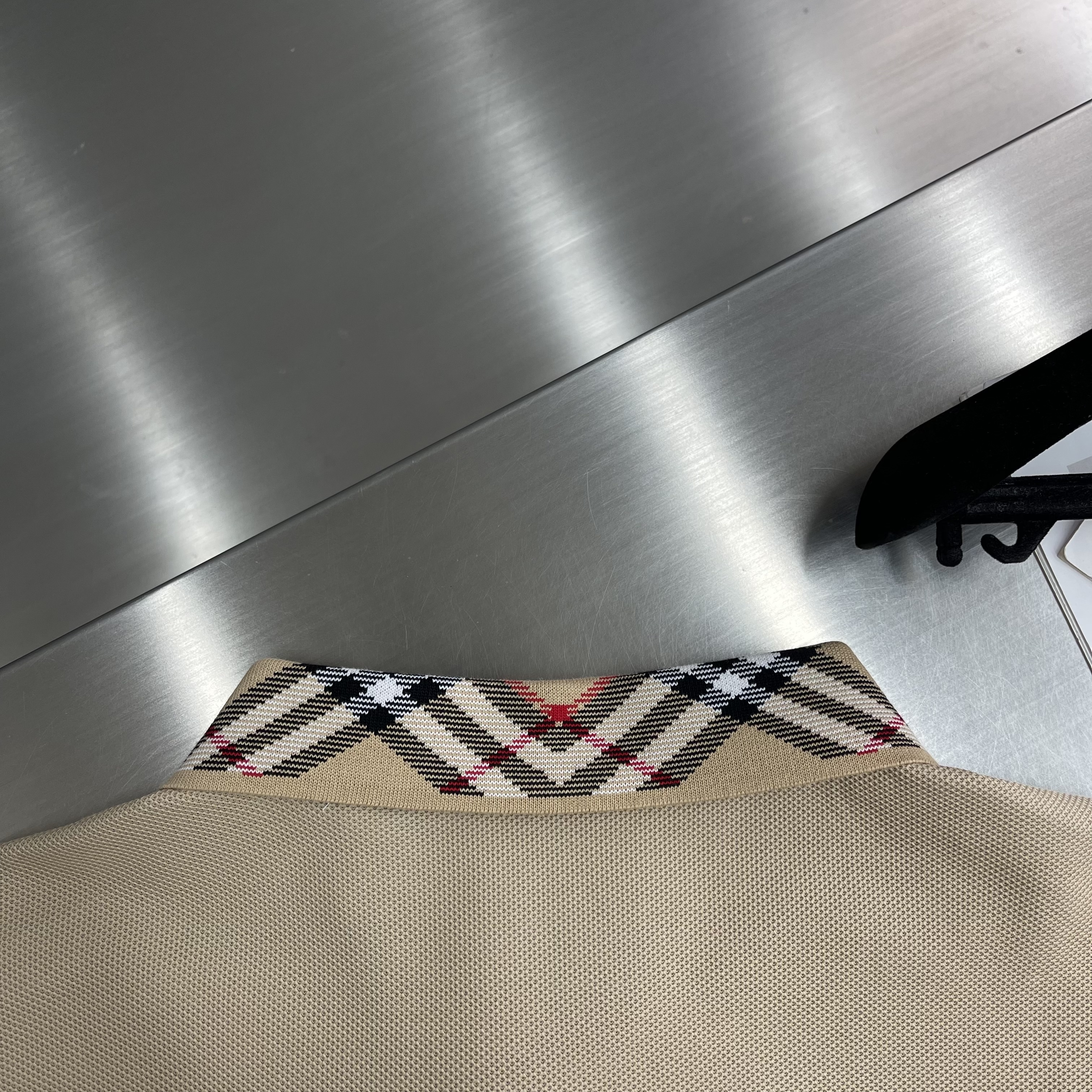 BBR Contrast Check Collar Ribbed Piqué Turn-Down Collar Polo