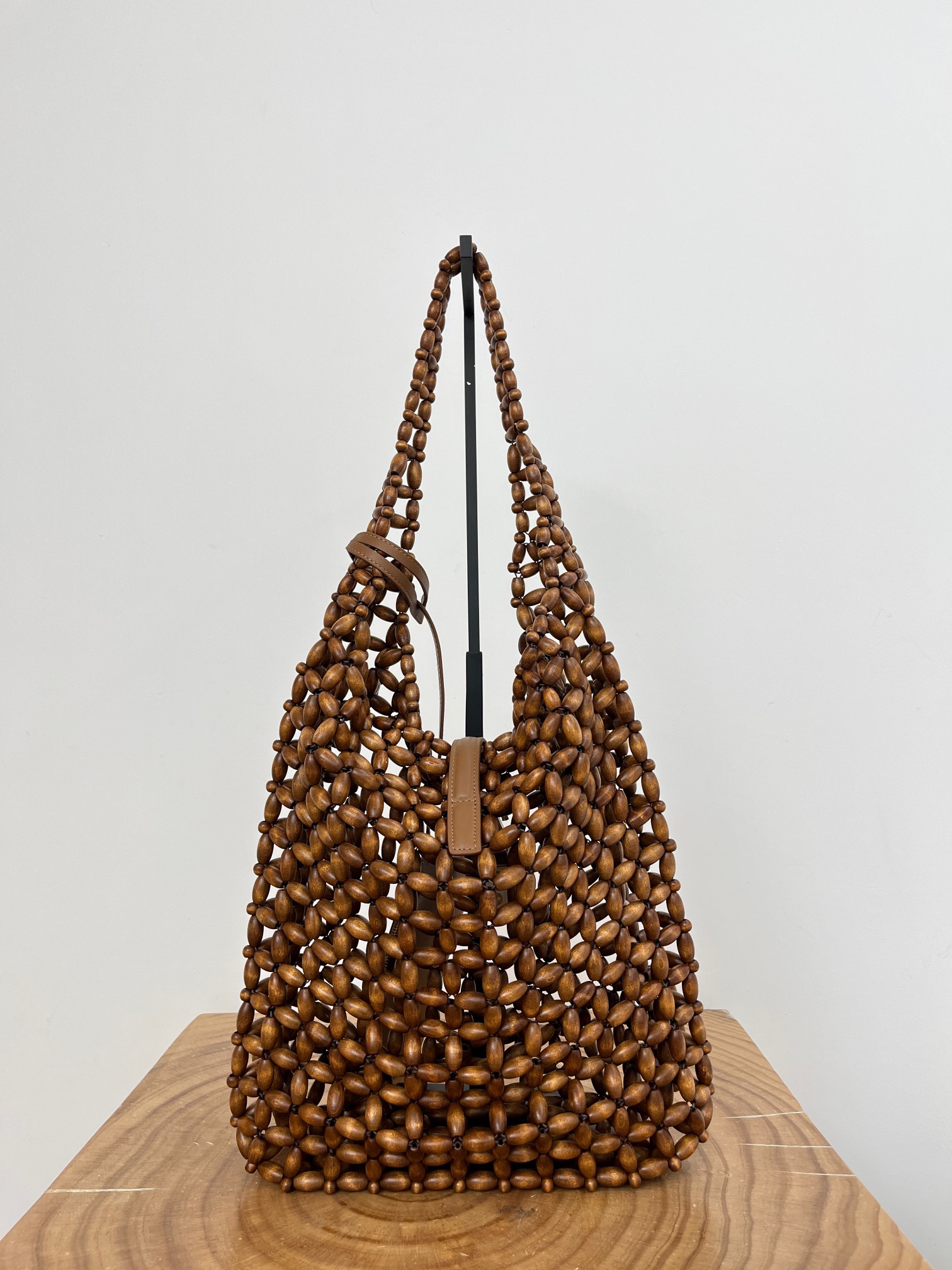 Saint Laurent Le 5 A 7 YSL Beaded Wood Hobo Bag
