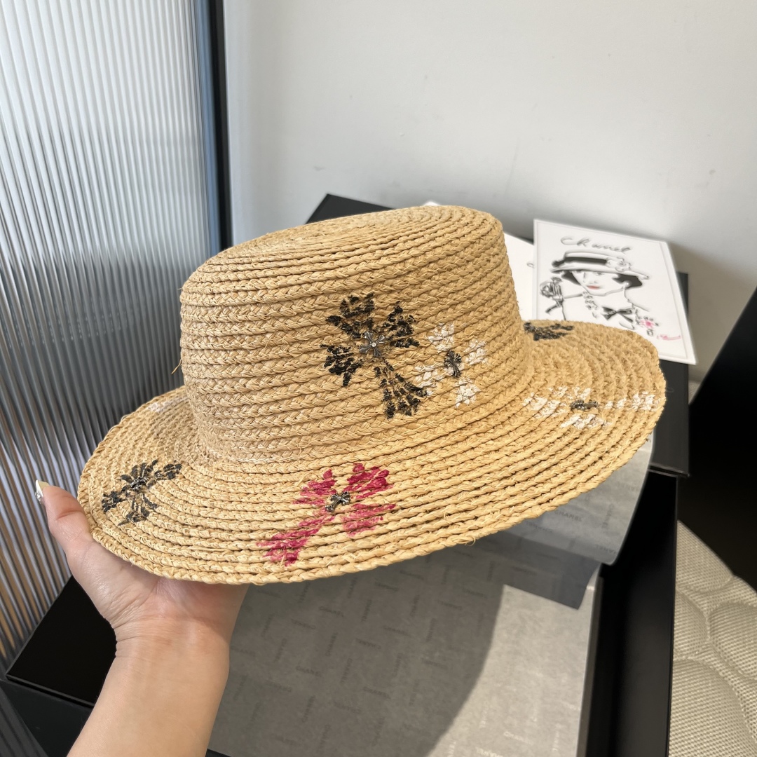 Chrome Hearts-Raffia Straw Sun Hat
