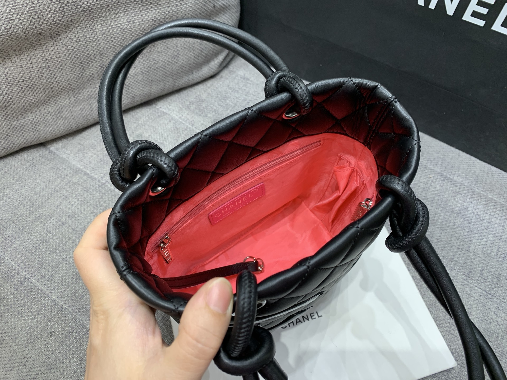 Chanel-CHANEL Black Quilted Leather Crossbody Bag