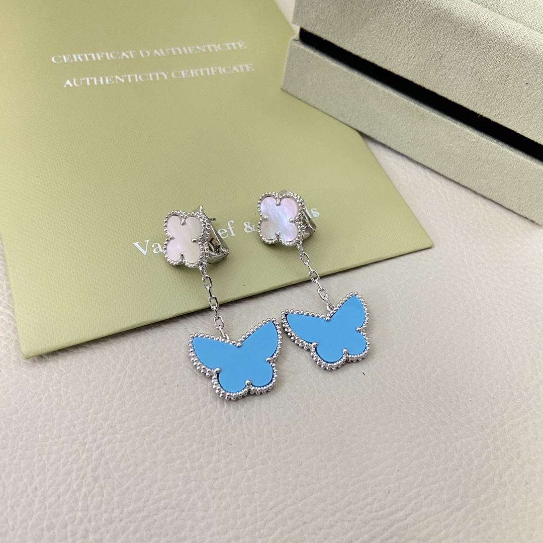Van Cleef & Arpels Turquoise Mother-of-Pearl Lucky Alhambra Earclips